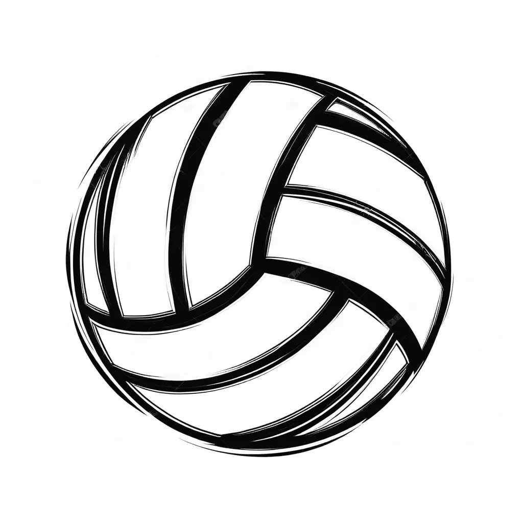 Simple White Volleyball Ball Cartoon Sticker Vector Graphic Design
