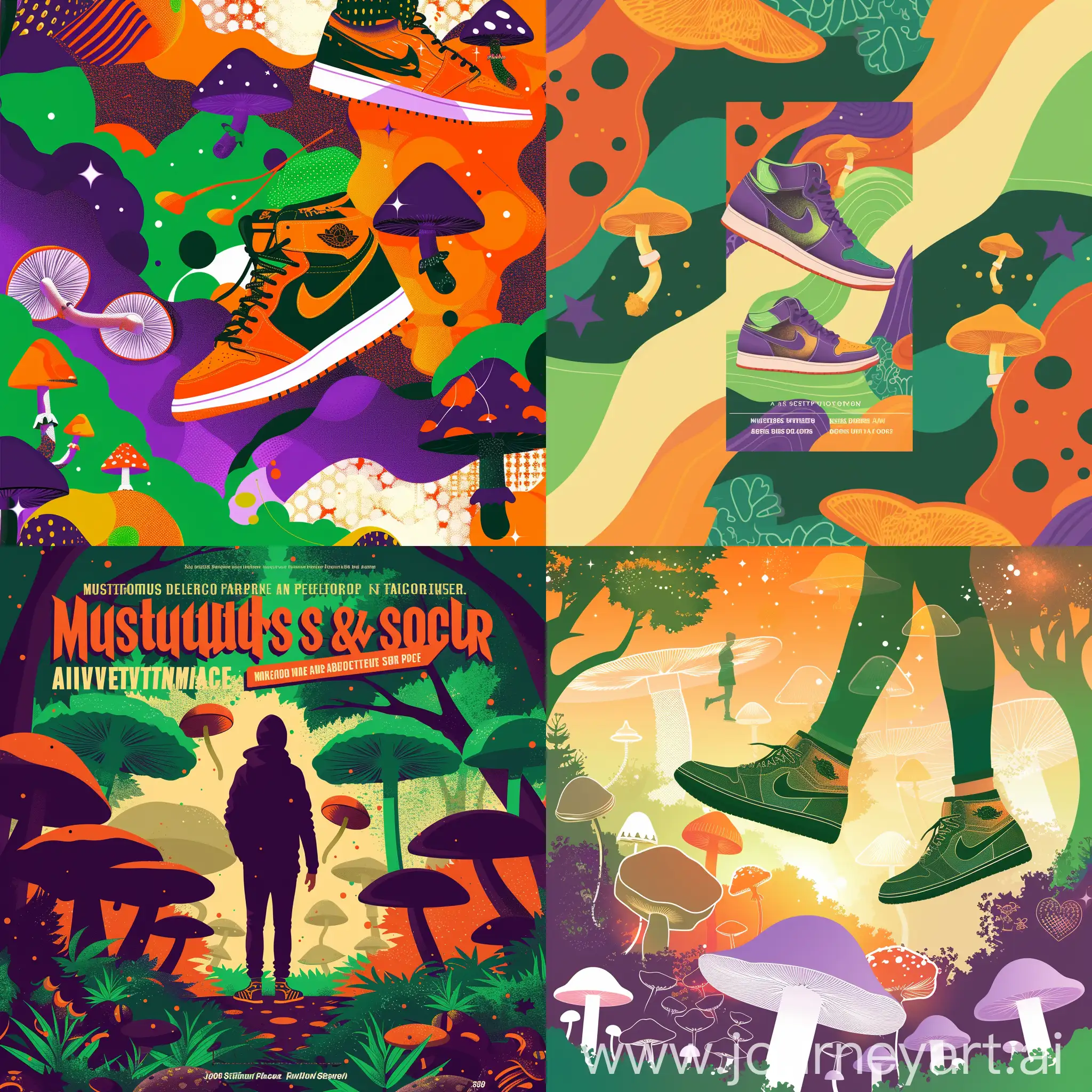 Bright-MushroomThemed-Background-for-Mushrooms-and-Sneakers-Leaflet