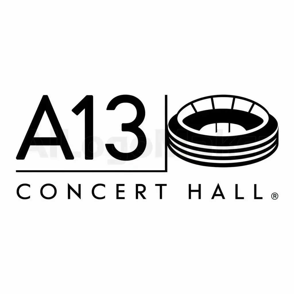 a logo design,with the text "A13 CONCERT HALL", main symbol:Round hockey stadium,complex,be used in Entertainment industry,clear background