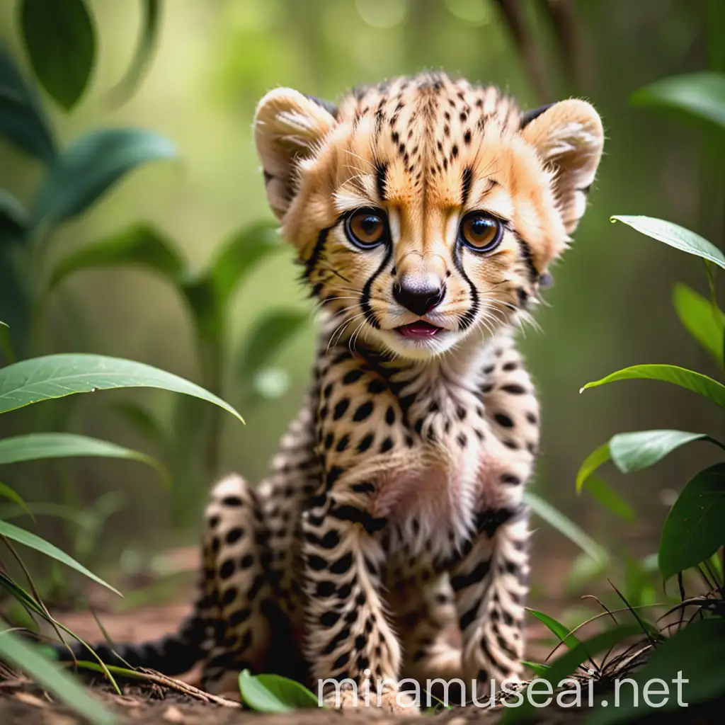 Baby Cheetah Exploring its Jungle Habitat