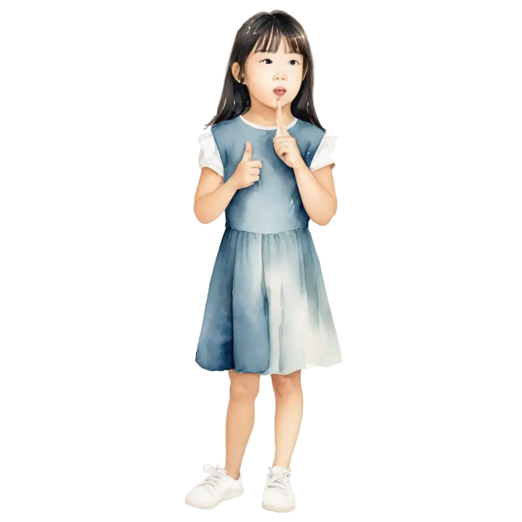 Watercolor-PNG-Illustration-Magical-Asian-Girl-in-Dreamy-Childbook-Cartoon-Style