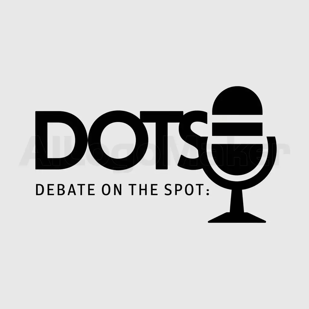 a logo design,with the text "DOTS . DEBATE ON THE SPOT  ", main symbol:MICROPHONE,Moderate,clear background