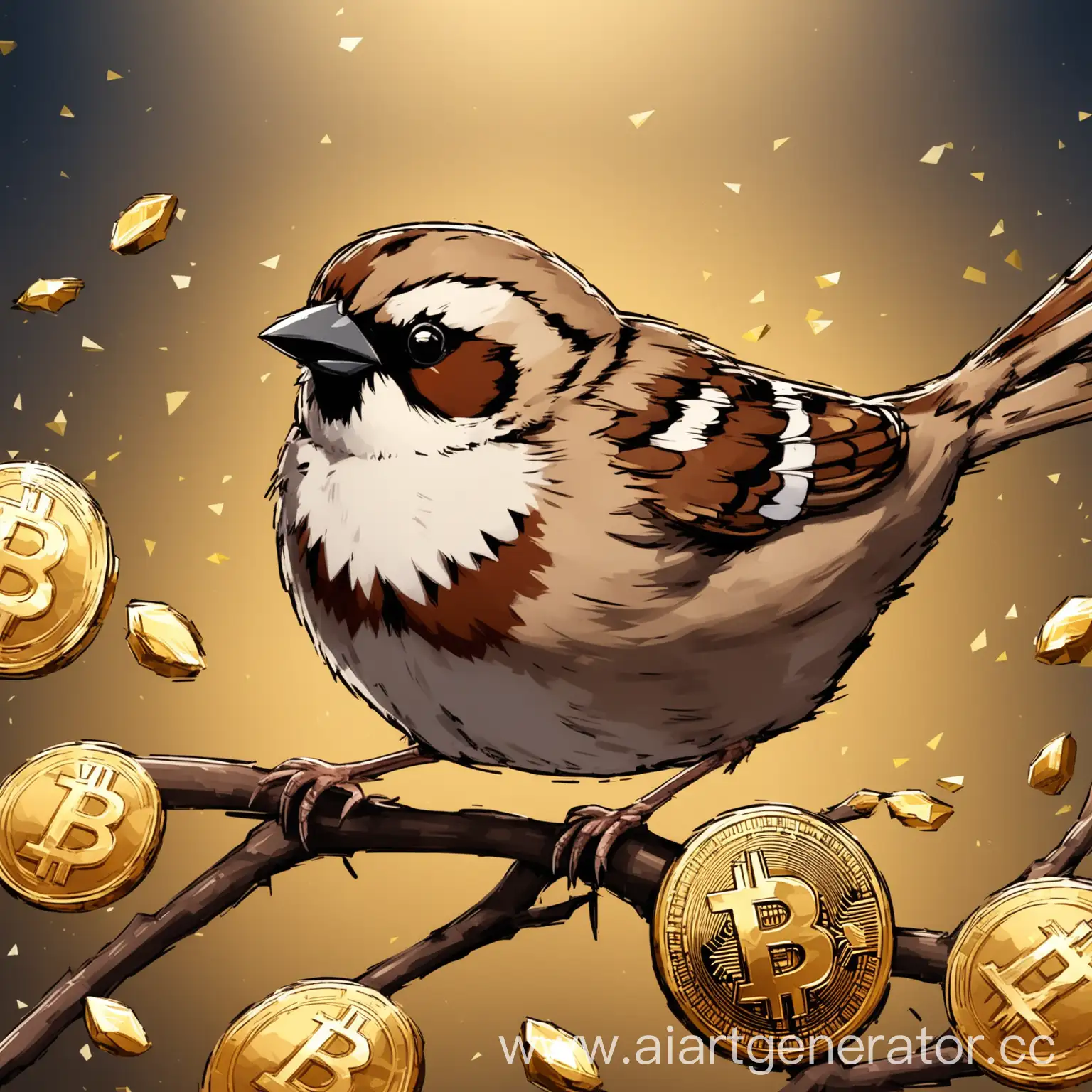 Digital-Cryptocurrency-Sparrow-on-a-Futuristic-Platform