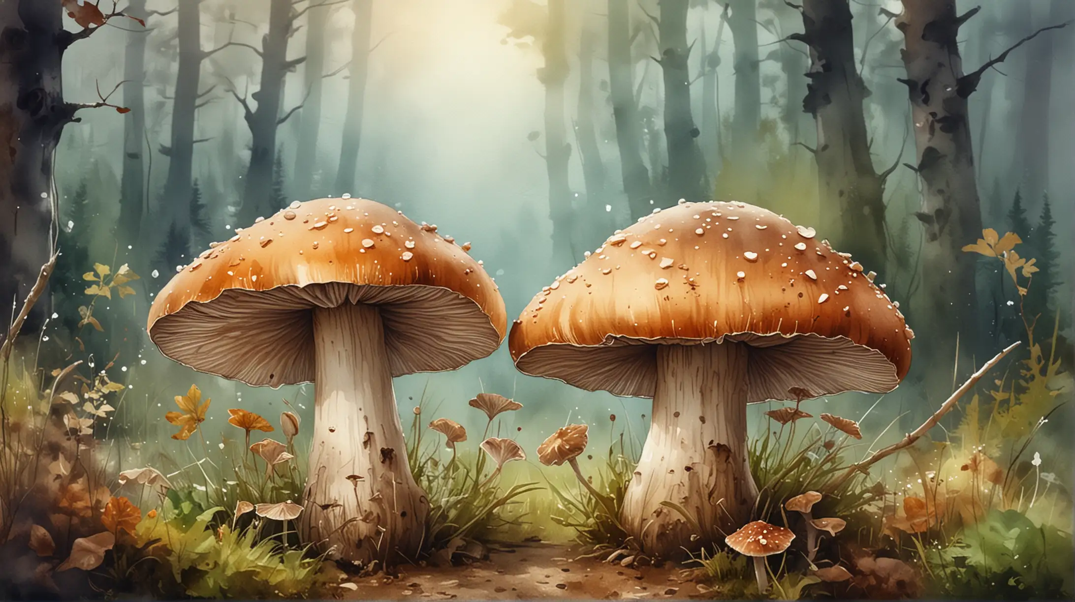 generate a painting in watercolor style about a mushroom