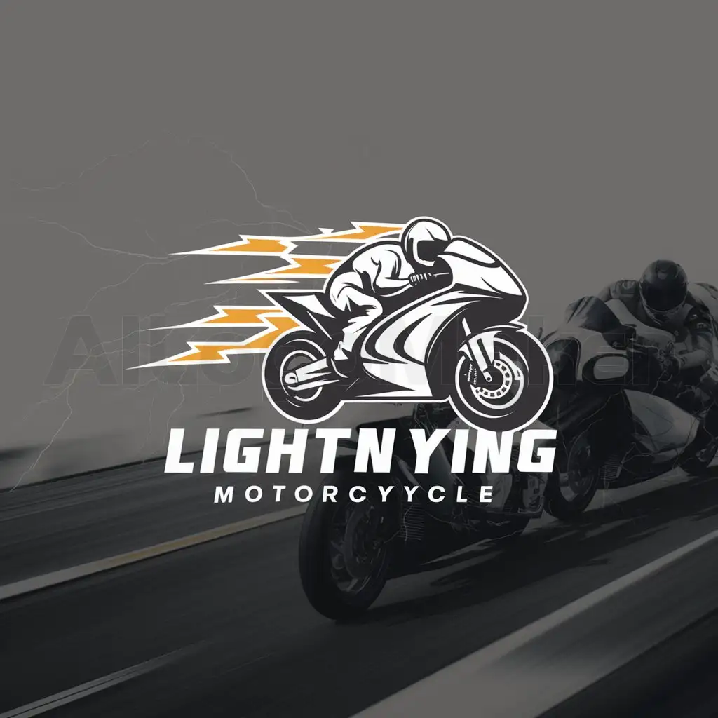 a logo design,with the text "motorcycle race", main symbol:lightning motorcycle on the highway can display the bravery of the spirit of the participants,complex,be used in Others industry,clear background