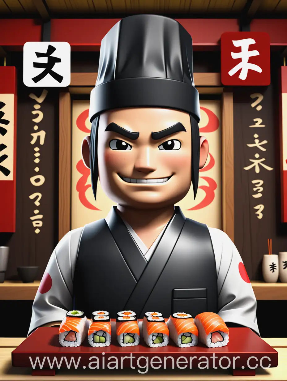 Икнока для игры роблокс о японском баре  где посередине стоит сушист, а выше него надпись "Shinkou bar"