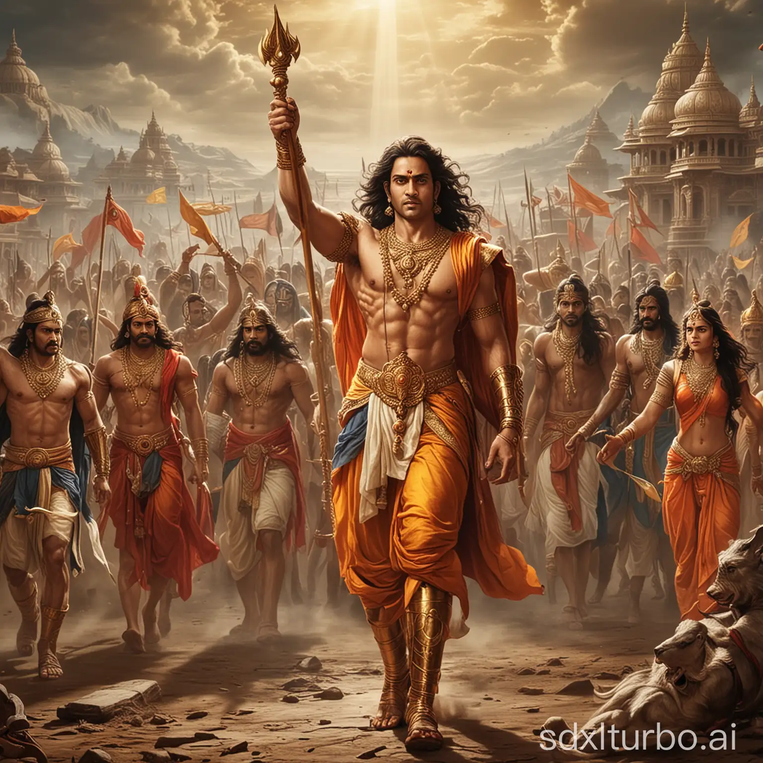 Epic-Battle-of-Mahabharata-Legendary-Warriors-Clash-in-a-Cosmic-War