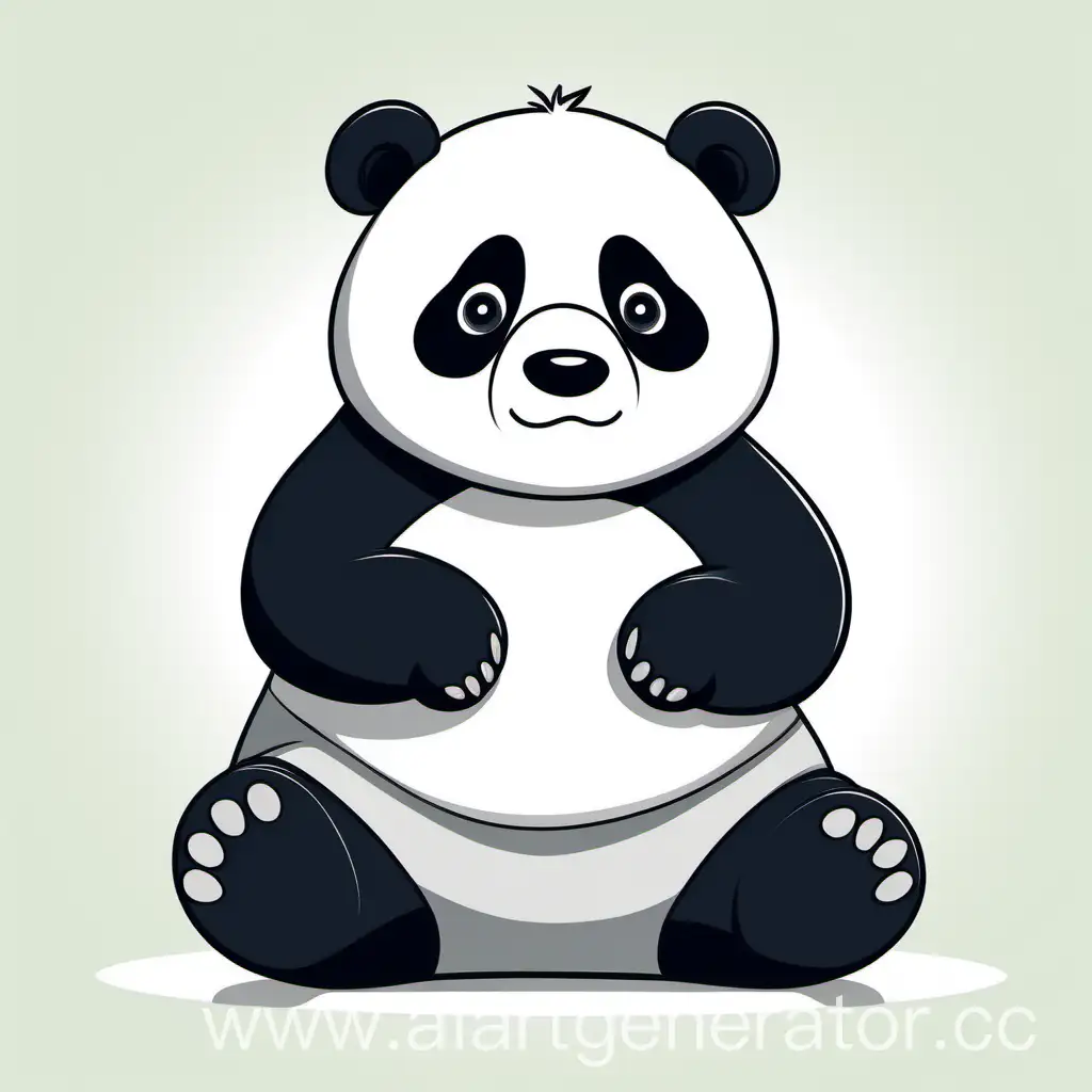 Cartoon-Panda-Sitting-on-White-Background