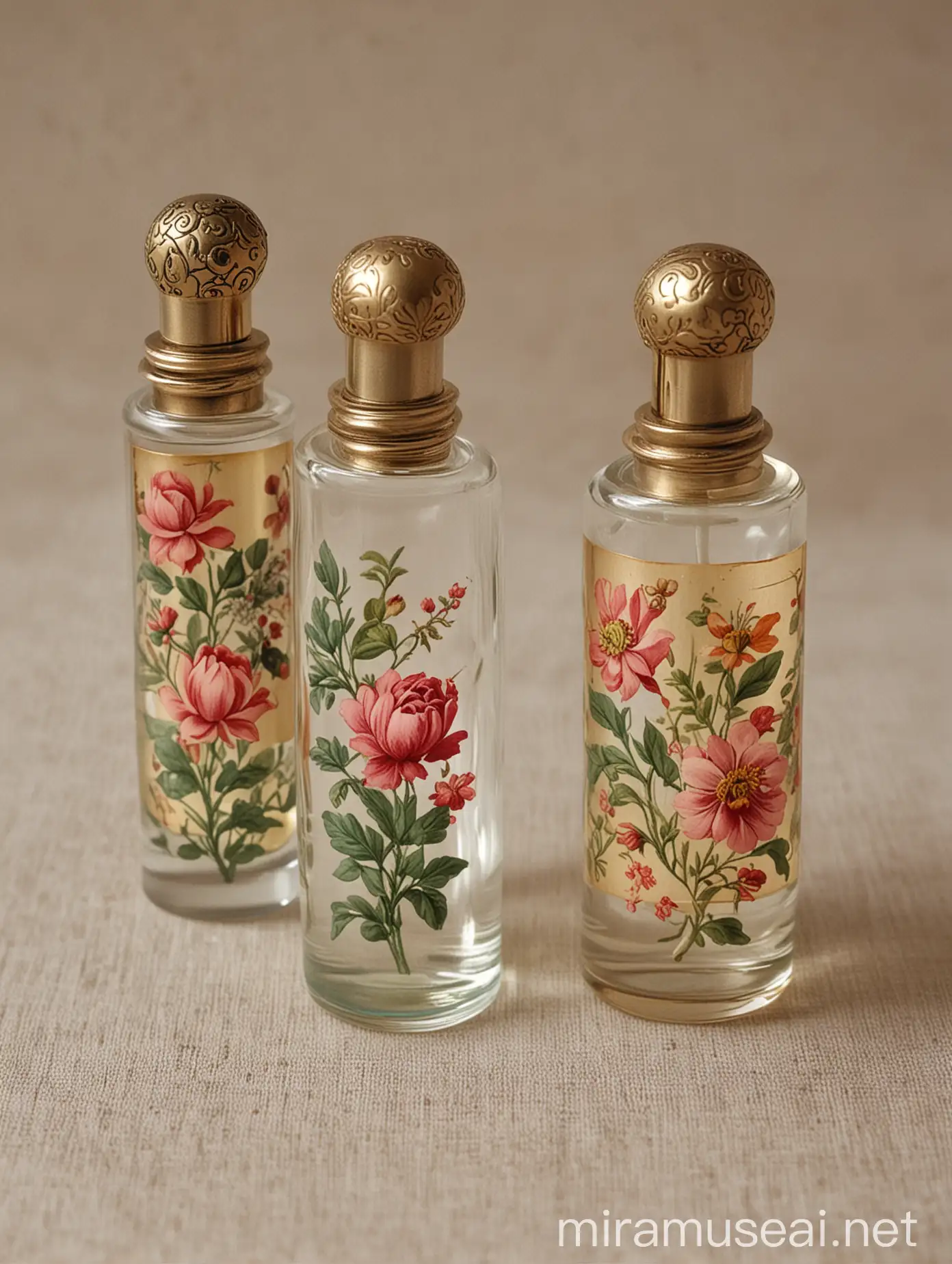 Vintage Floral Pattern on Travel Perfume Vials