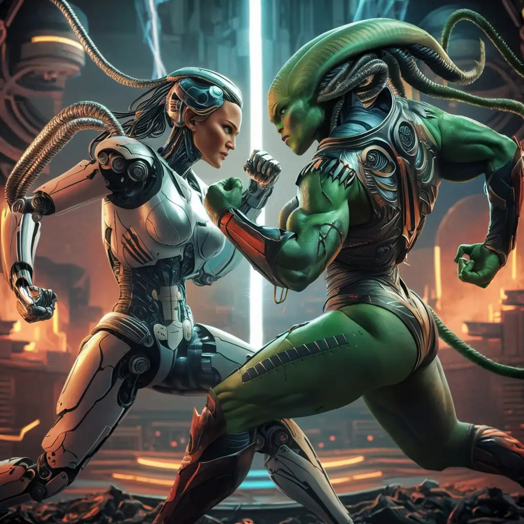 Bionic Woman Battles Muscular Alien in Intergalactic Combat