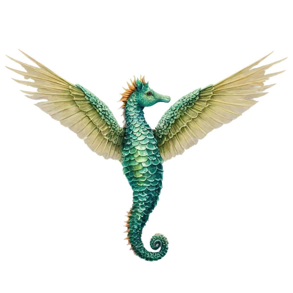 Exquisite-PNG-Image-Sea-Horse-with-Wings-Unleashing-Fantasy-and-Imagination