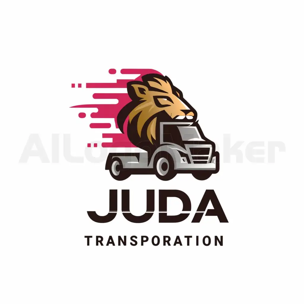 a logo design,with the text "Juda Transportation", main symbol:Truck, lion,Moderate,be used in Truck industry,clear background