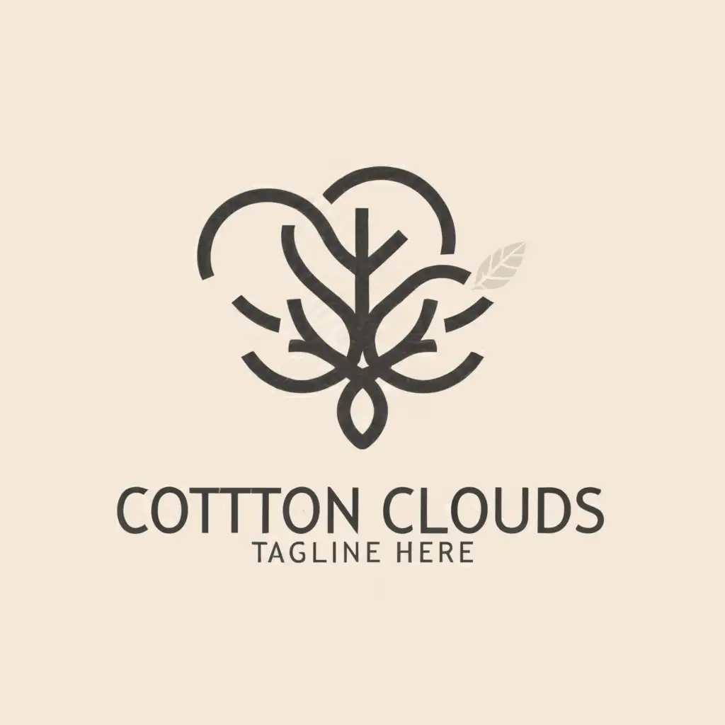 a logo design,with the text "Cotton Clouds", main symbol:Branches, branch, cloud, cotton, feather,Minimalistic,be used in Home Family industry,clear background