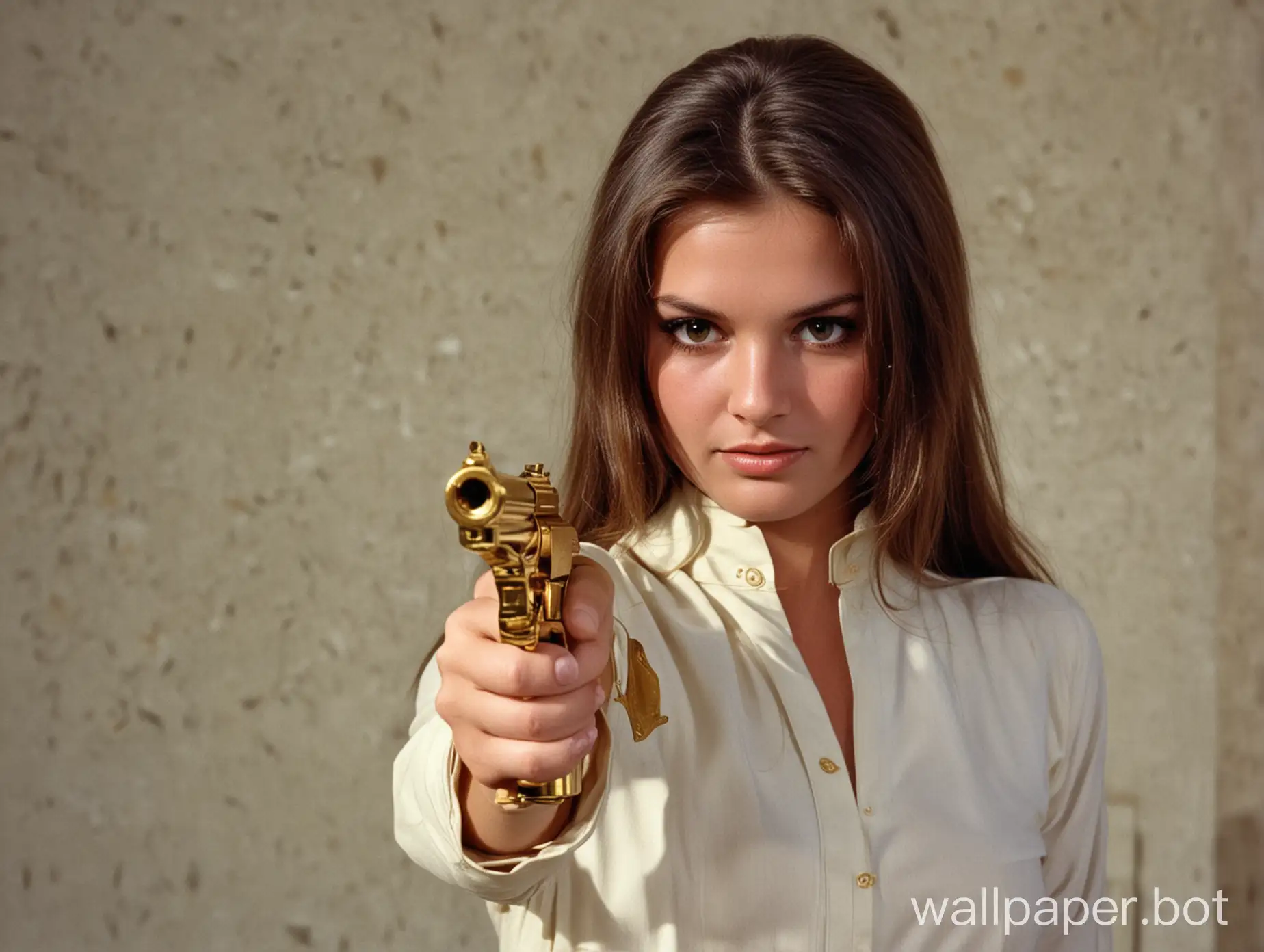 Mysterious-Woman-Holding-a-Gleaming-Golden-Gun