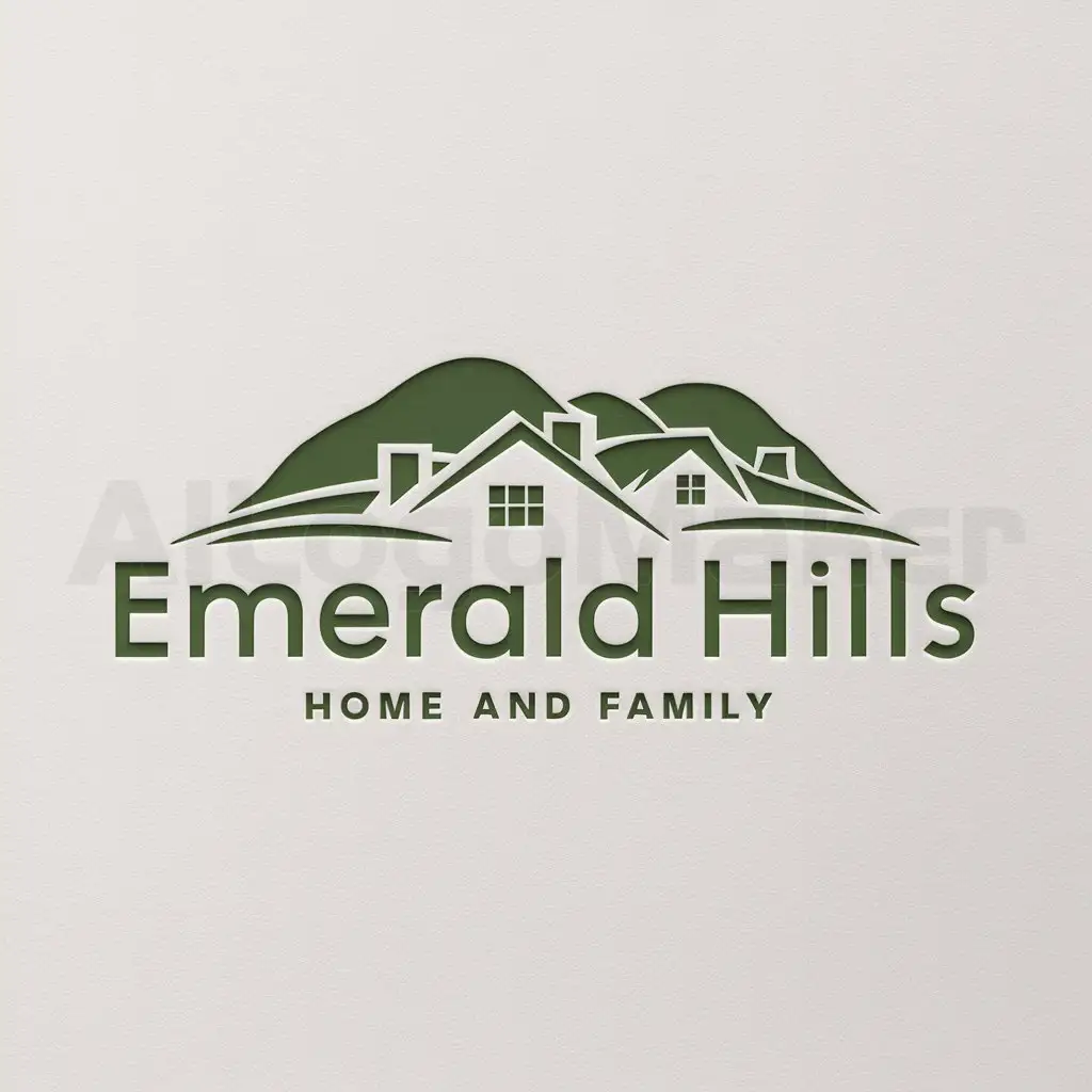 a logo design,with the text "Emerald Hills", main symbol:HomesnEmerald HillnGreen,Moderate,be used in Home Family industry,clear background