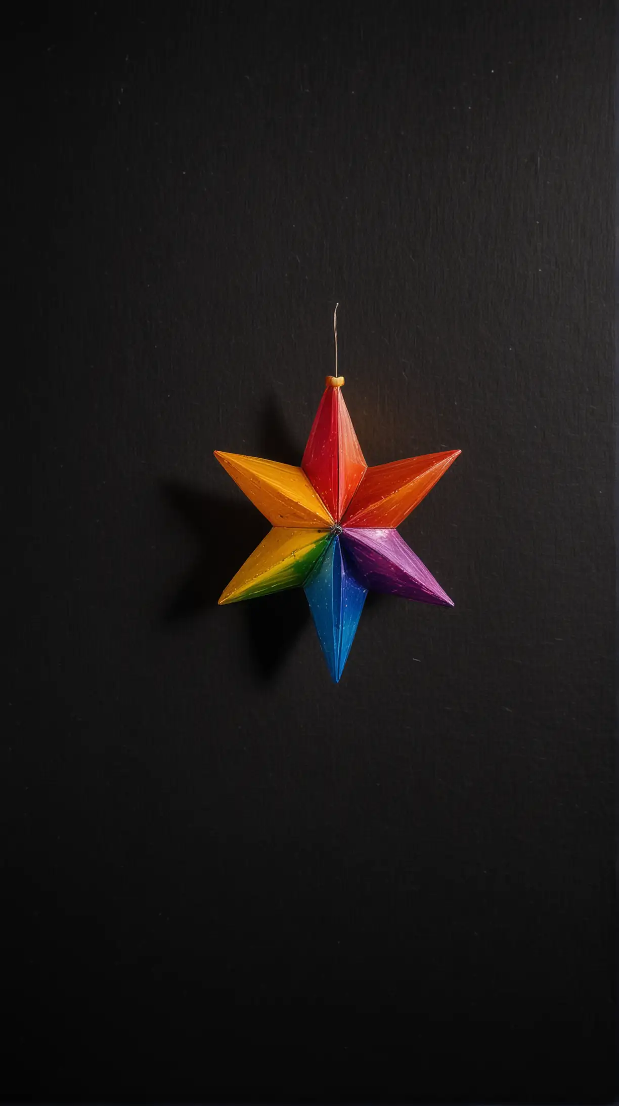 Spinning Star Shape Rainbow Spinning Top on Black background