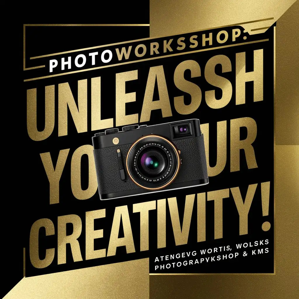 create gold and black poster for photoworkshop, 
