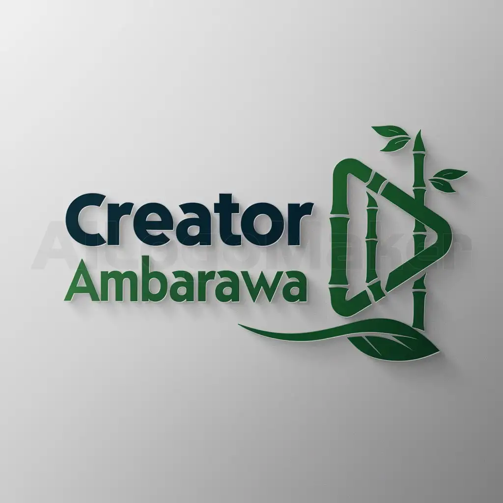 a logo design,with the text "Creator Ambarawa", main symbol:Play button, bamboo, leaf,Moderate,clear background
