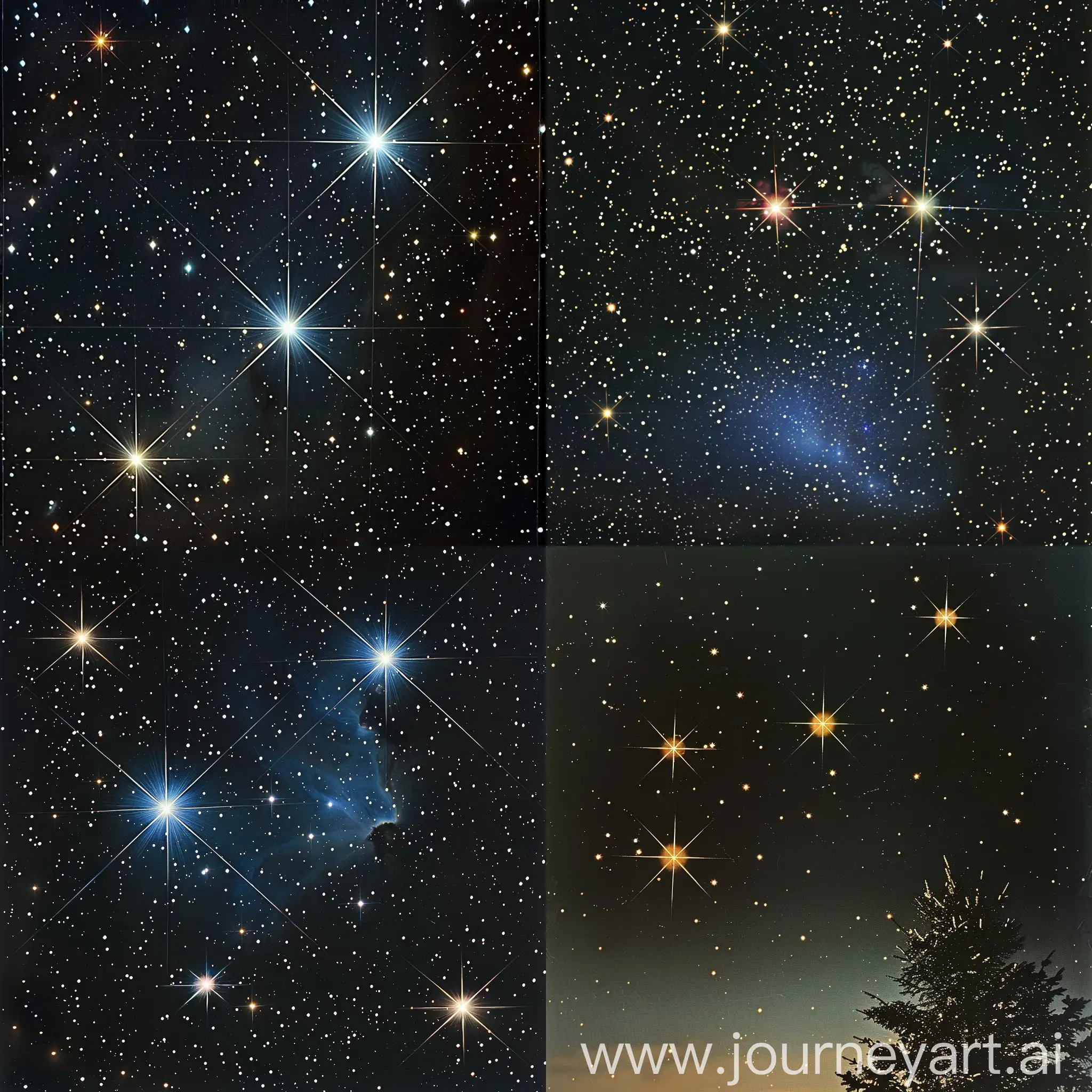 Night-Sky-with-Three-Prominent-Star-Shapes-in-Invisible-Triangle-Formation