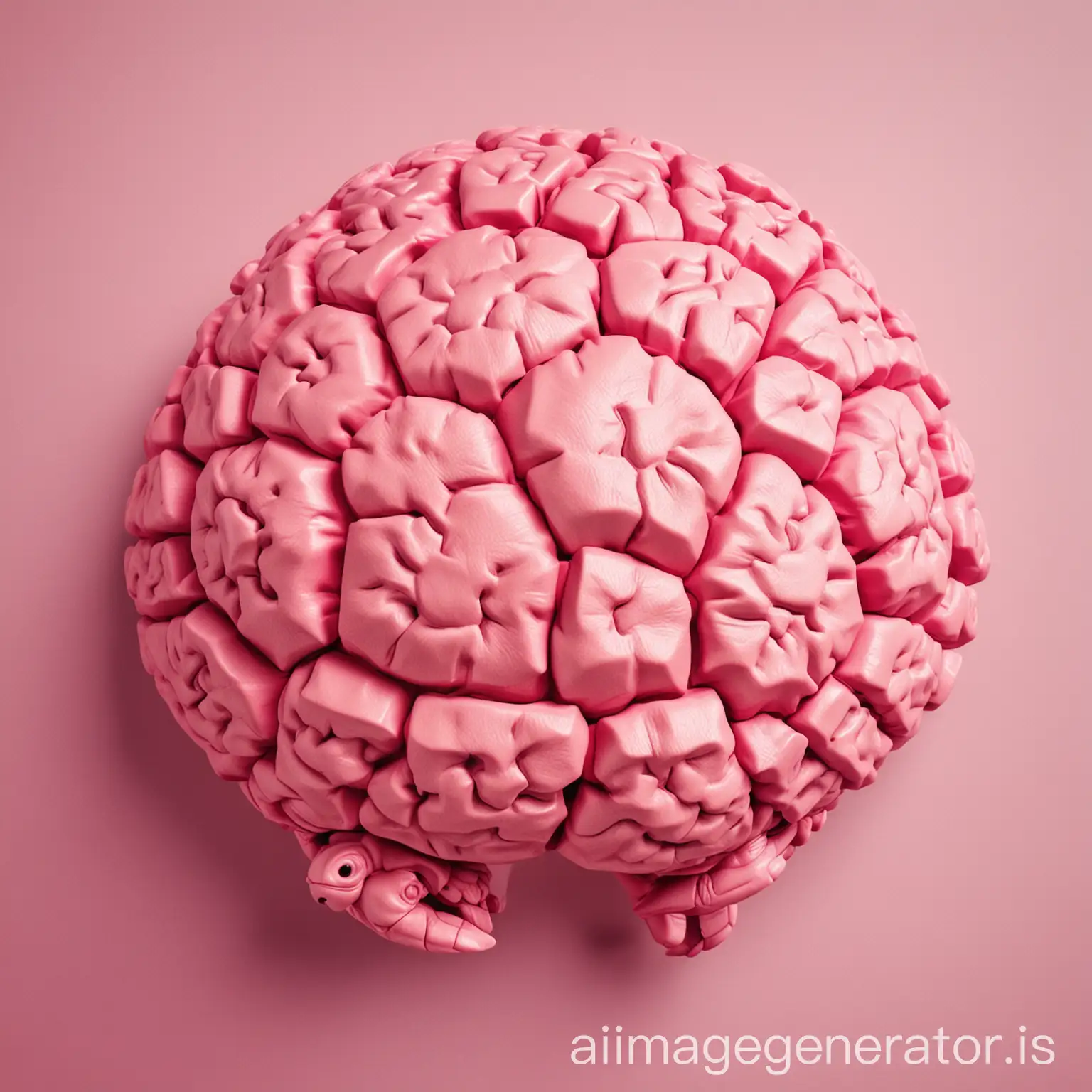 Pink turtle in the shape of a brain