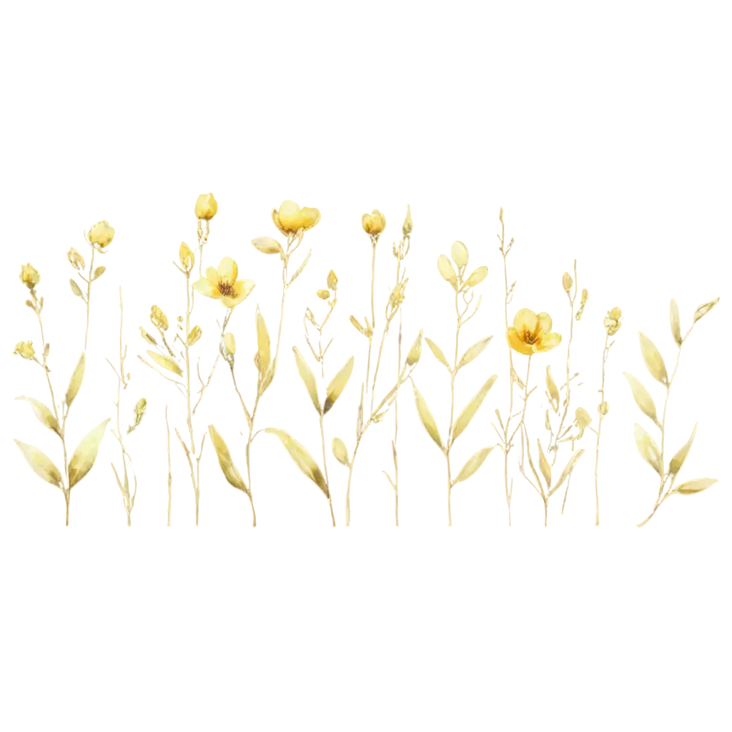 muted yellow watercolor wildflower drawing  illustration