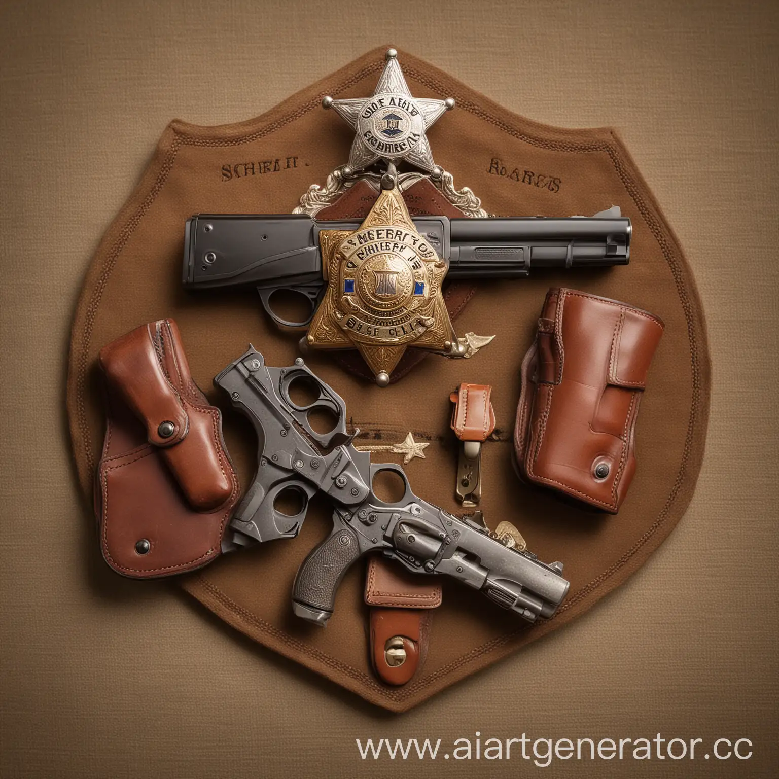 Предметы шерифа, значек, кобура, пистолет, TOP SECRET