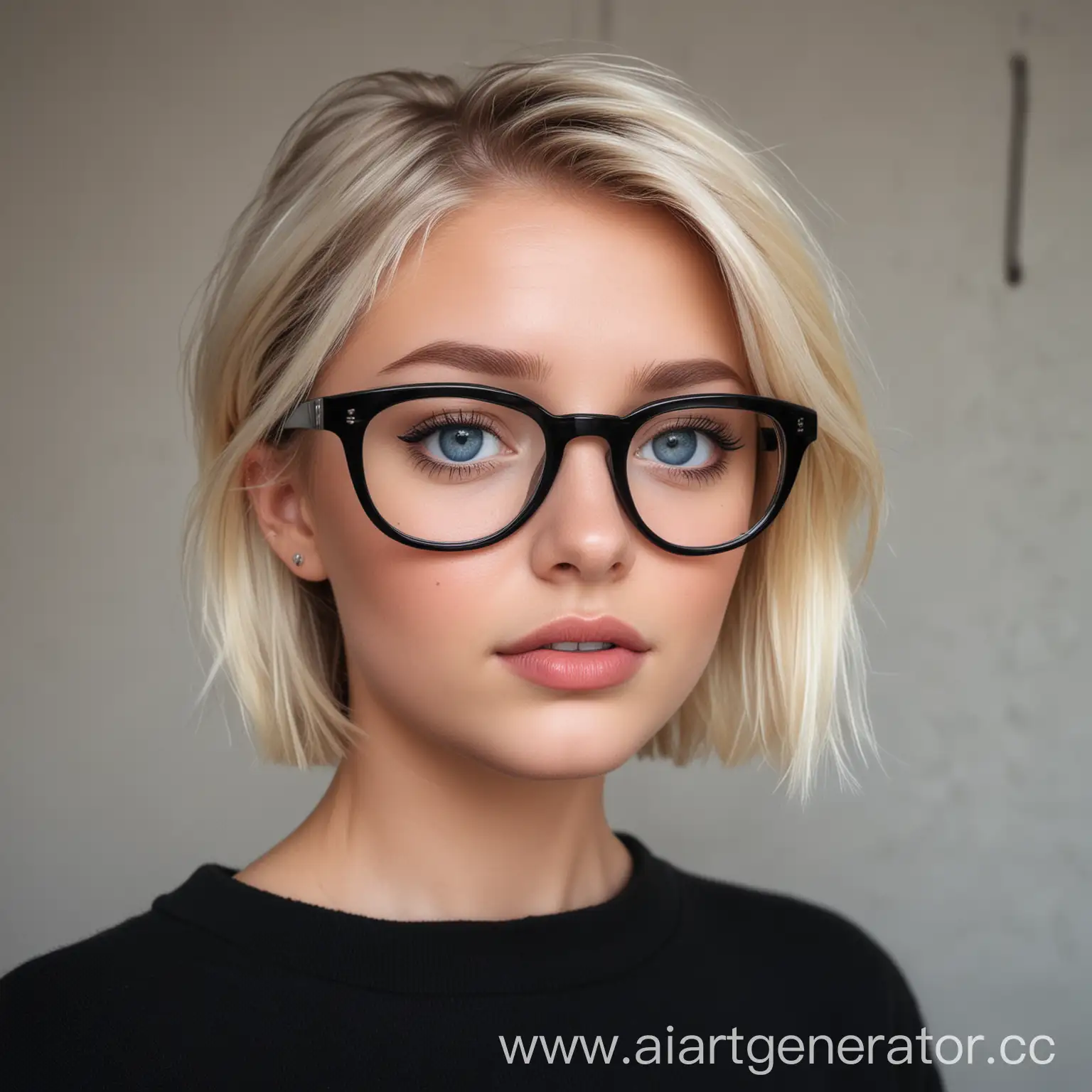 Stylish-Blonde-Girl-in-Black-Attire-with-Glasses