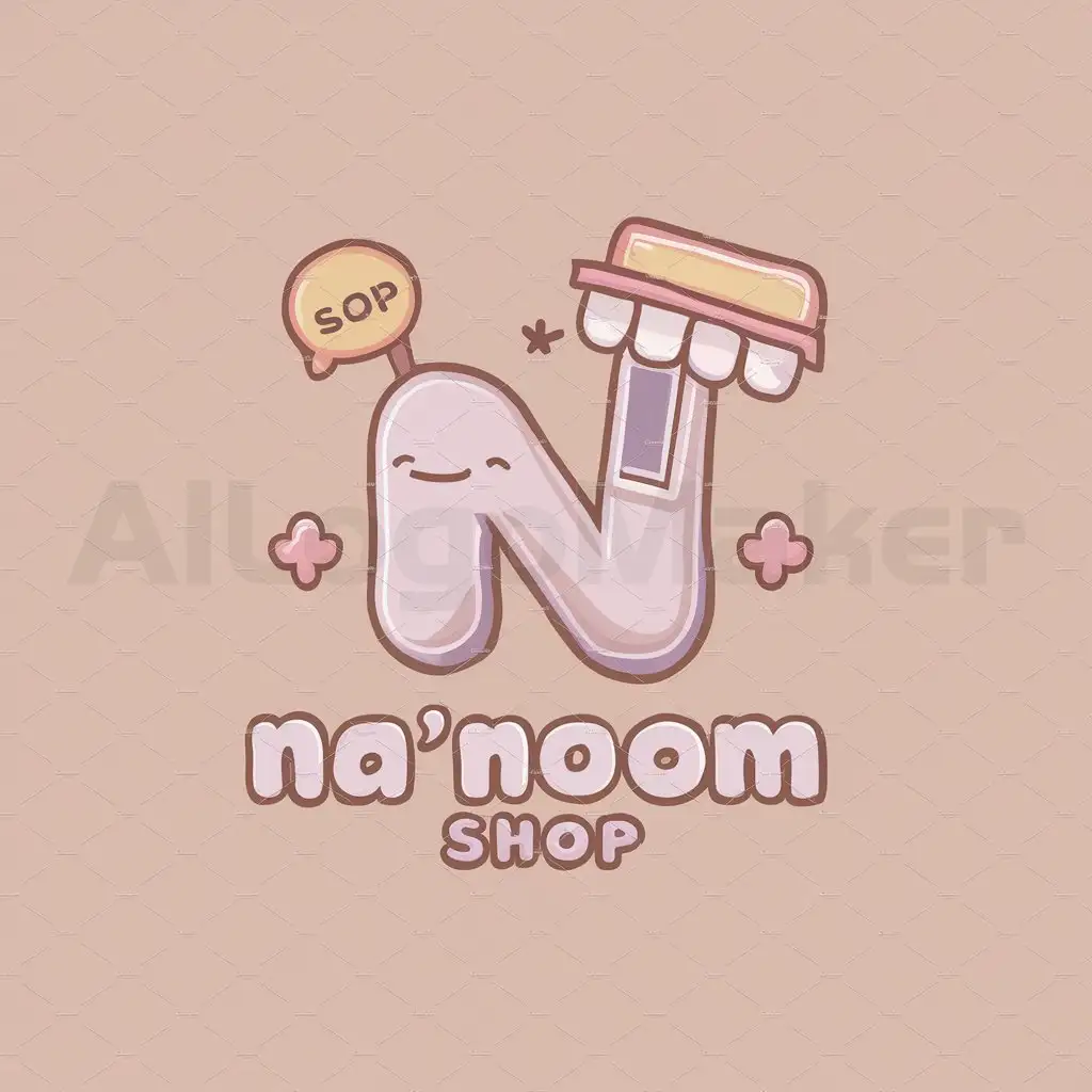 a logo design,with the text "Na'noom shop", main symbol:text,Cute,Pastel Color,shop,Moderate,clear background