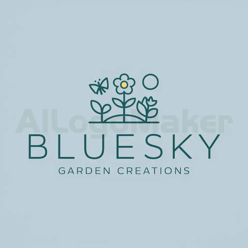 LOGO-Design-For-BlueSky-Garden-Creations-Lush-Greenery-Emblem-on-Clear-Background