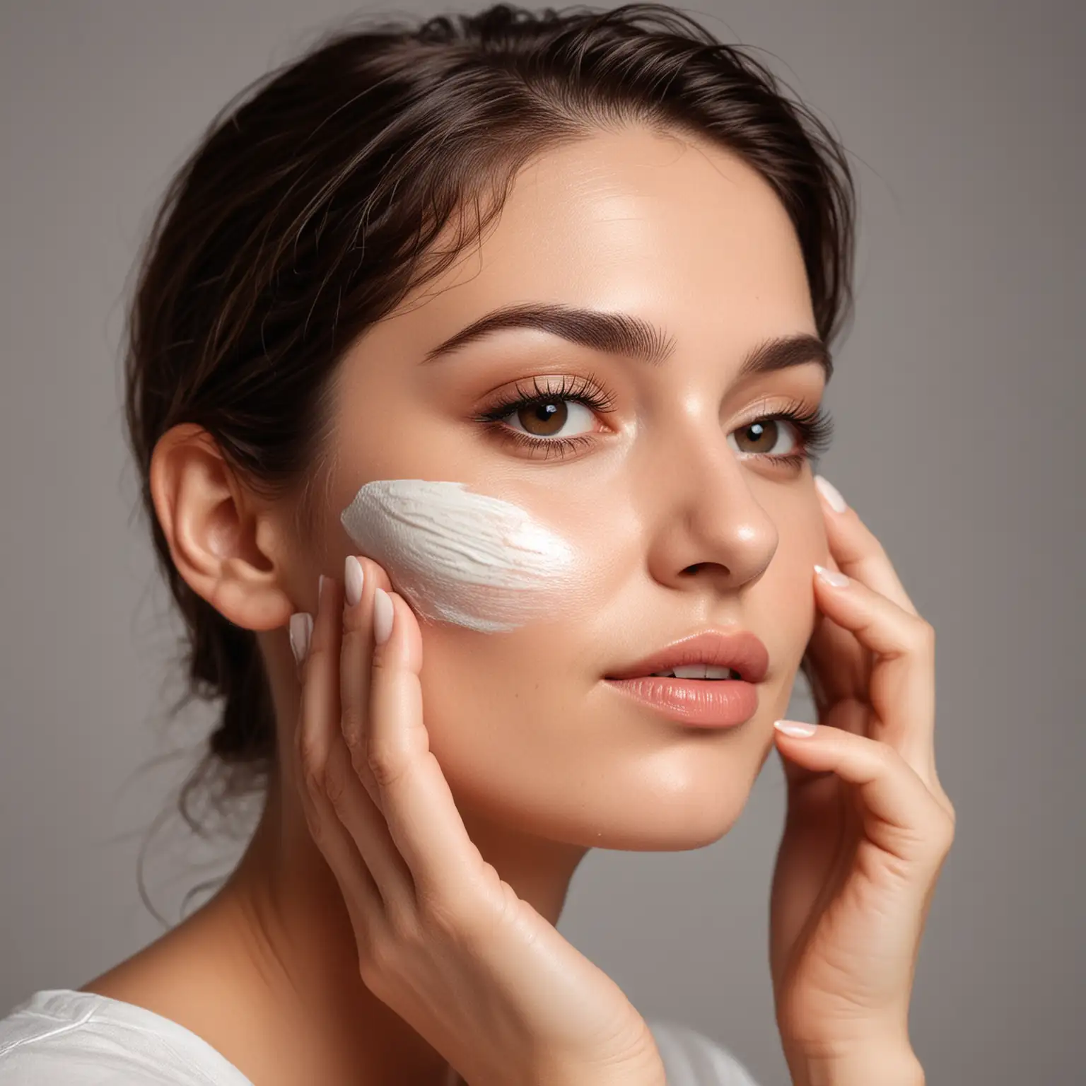 Young Woman Applying Cream for Radiant Skin
