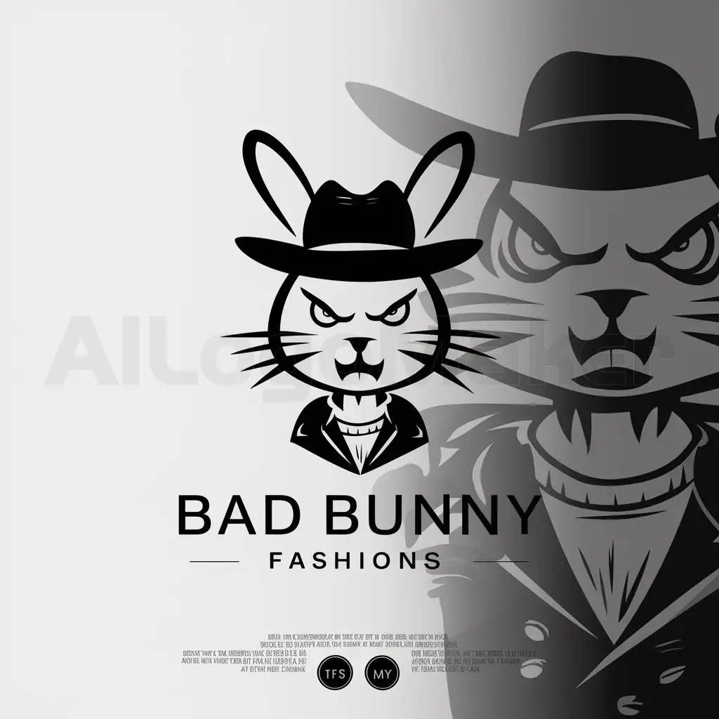 a logo design,with the text "Bad Bunny", main symbol:Mean bunny pencil drawing, clothing, hat,Minimalistic,be used in Retail industry,clear background