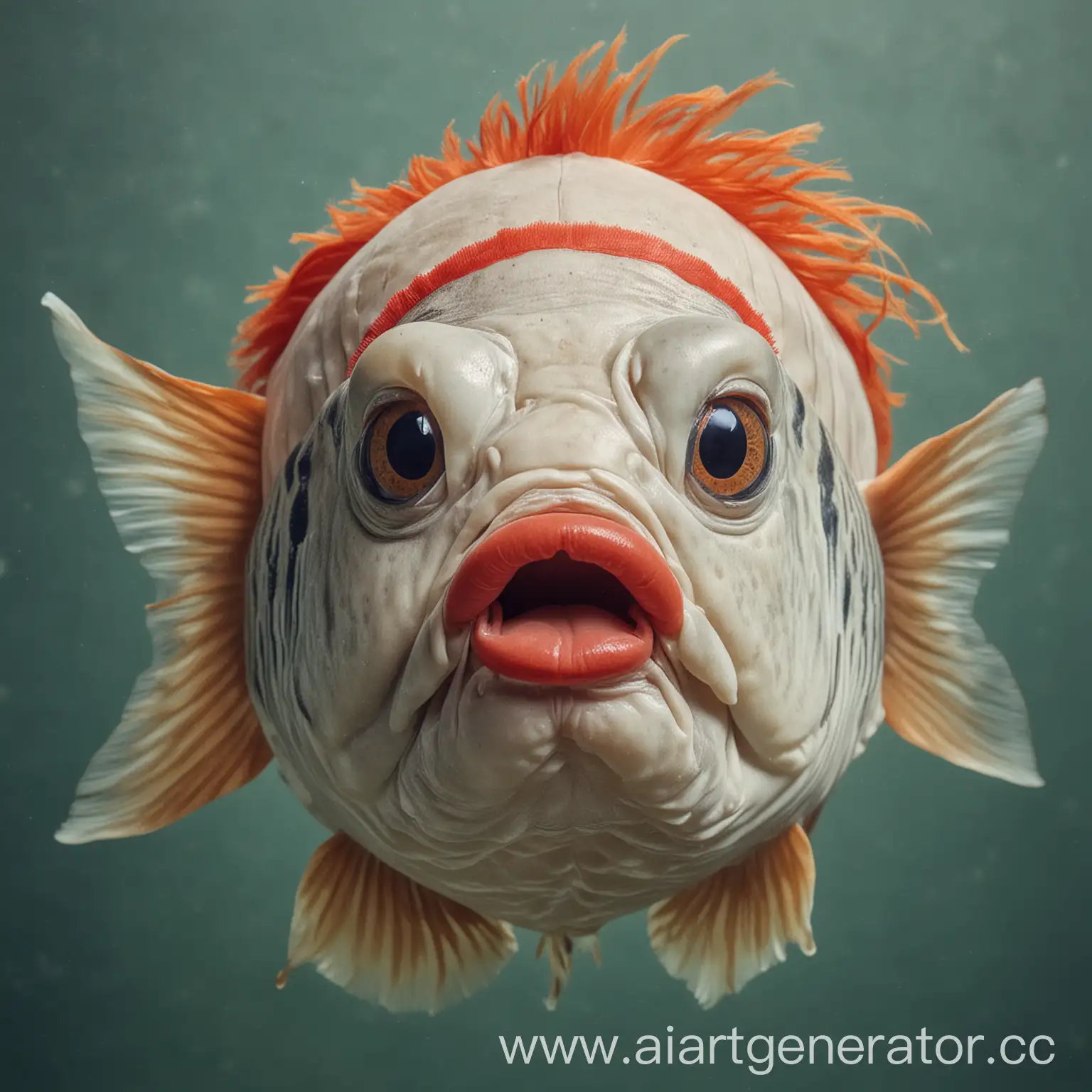 Colorful-Clown-Fish-Wearing-Wig-and-Clown-Nose