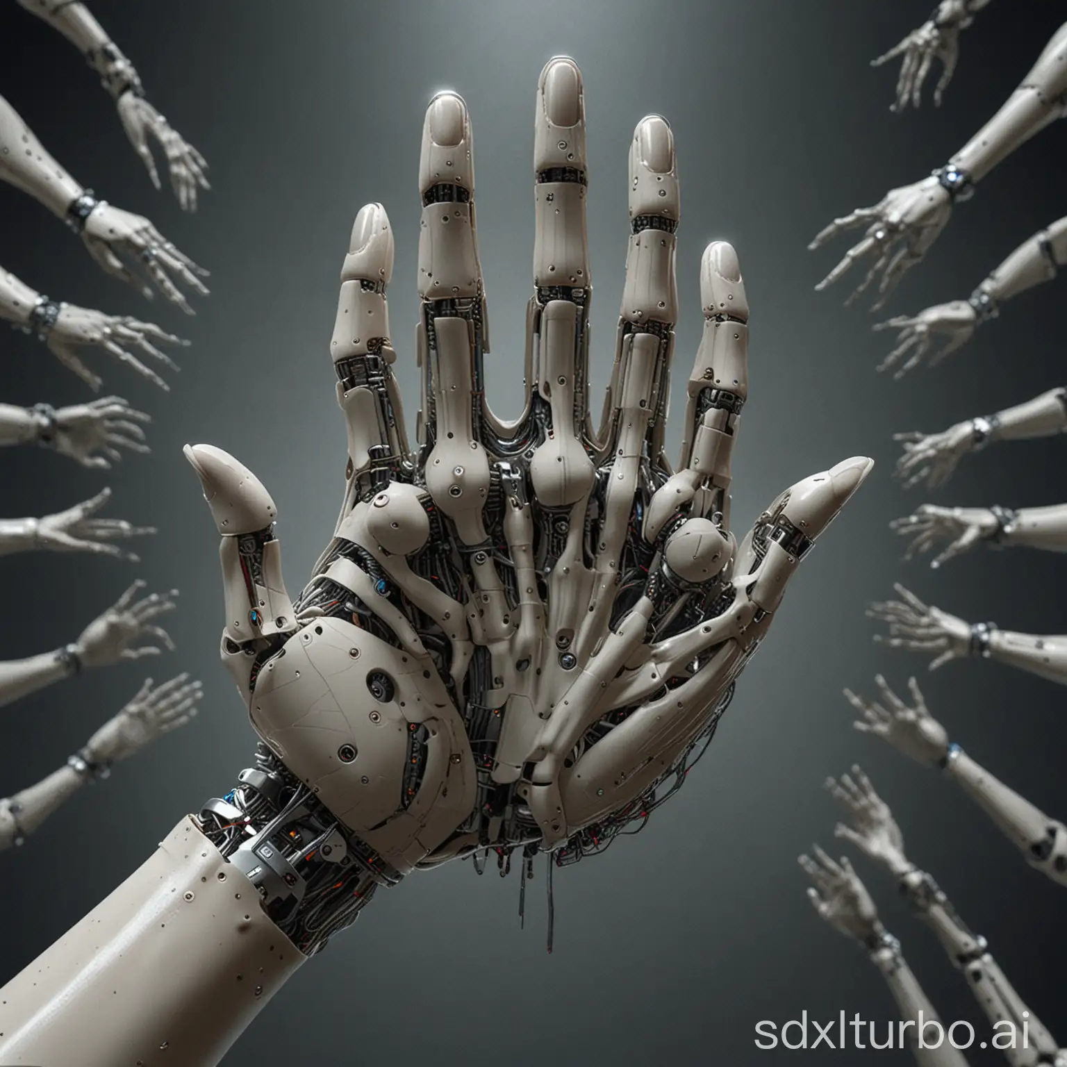 Future artificial intelligence, 100 hands, creepy