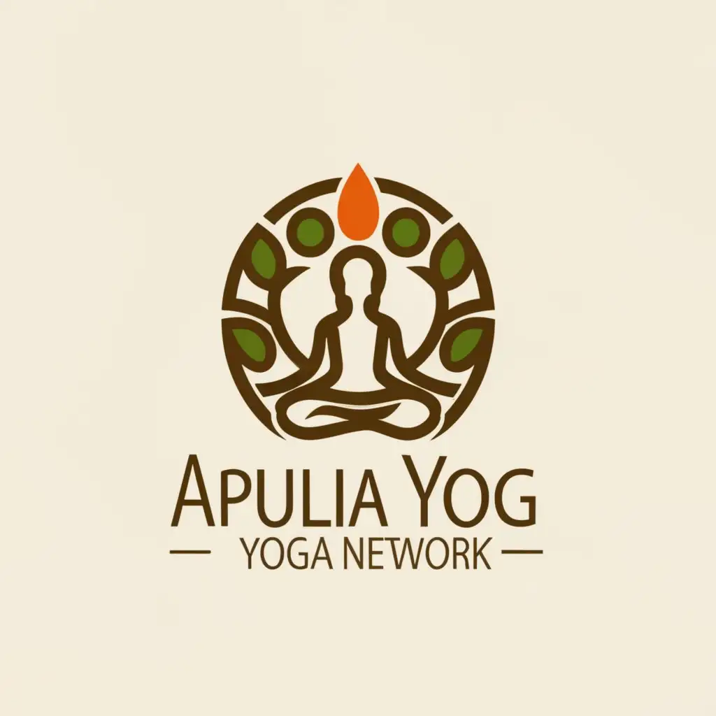 a logo design,with the text "Apulia Yoga Network", main symbol:I need a minimalistic stylized logo for the brand 'Apulia Yoga Network'
The logo gotta contain a yogi in lotus position, an olive tree and a trull (typical farm house building)
Easy job for a designer, nothing complex
,complex,be used in Others industry,clear background