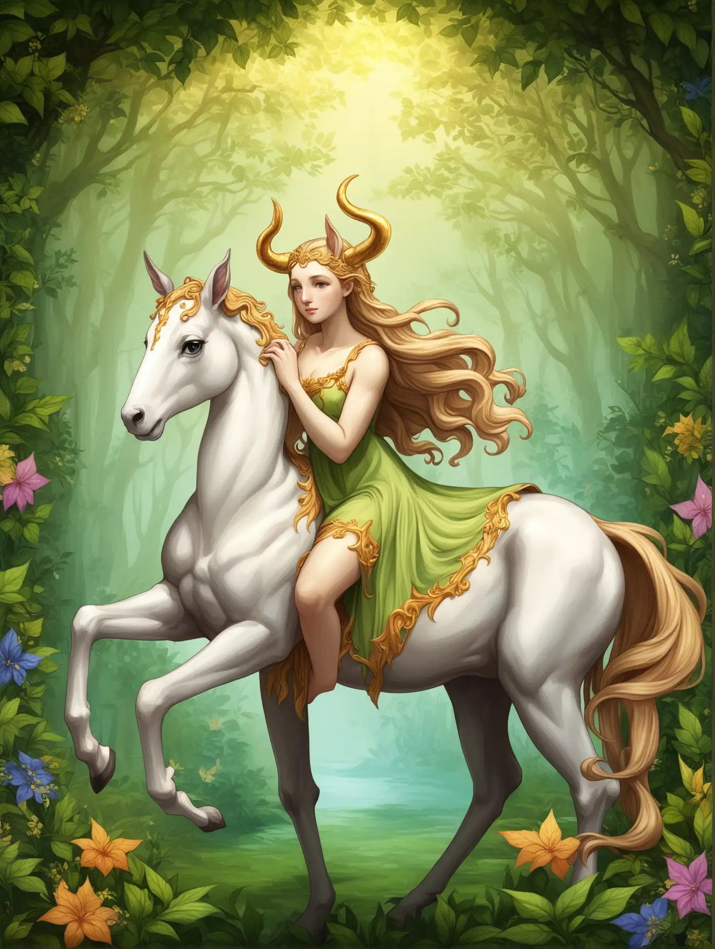 Mythological-Female-Centaur-in-Lush-Forest-Setting
