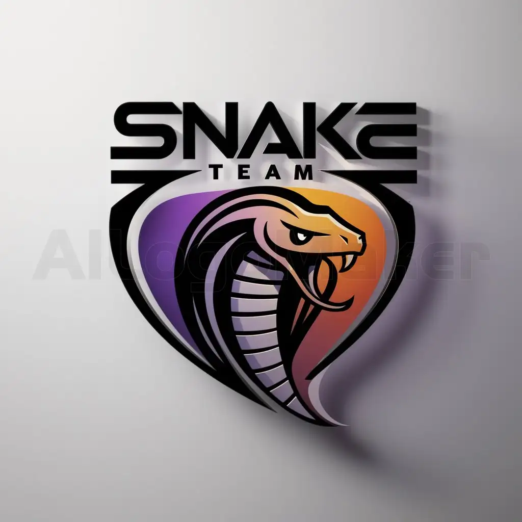 a logo design,with the text "Snake Team", main symbol:Snake on a purple-orange background,Moderate,be used in cybersport industry,clear background
