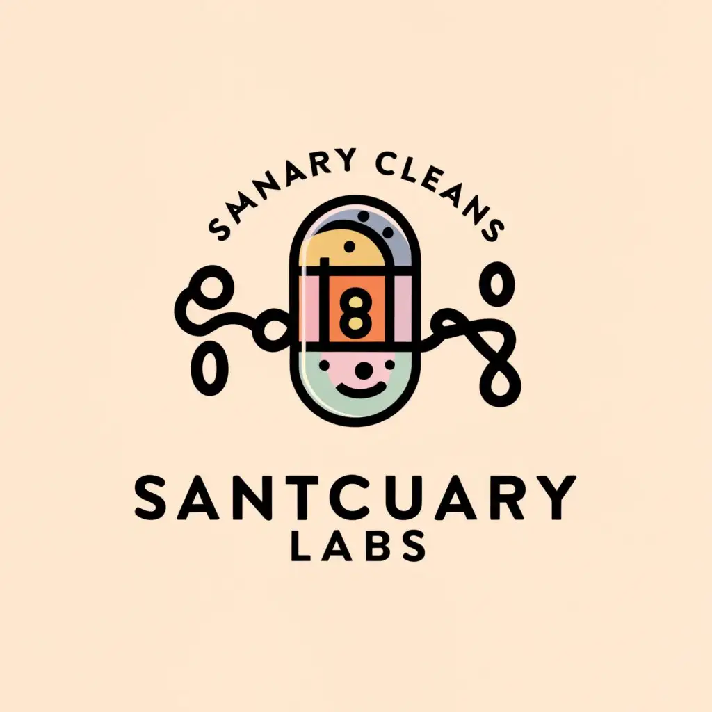 a logo design,with the text "Sanctuary labs", main symbol:A logo design for retro medicinal candy,Moderate,clear background