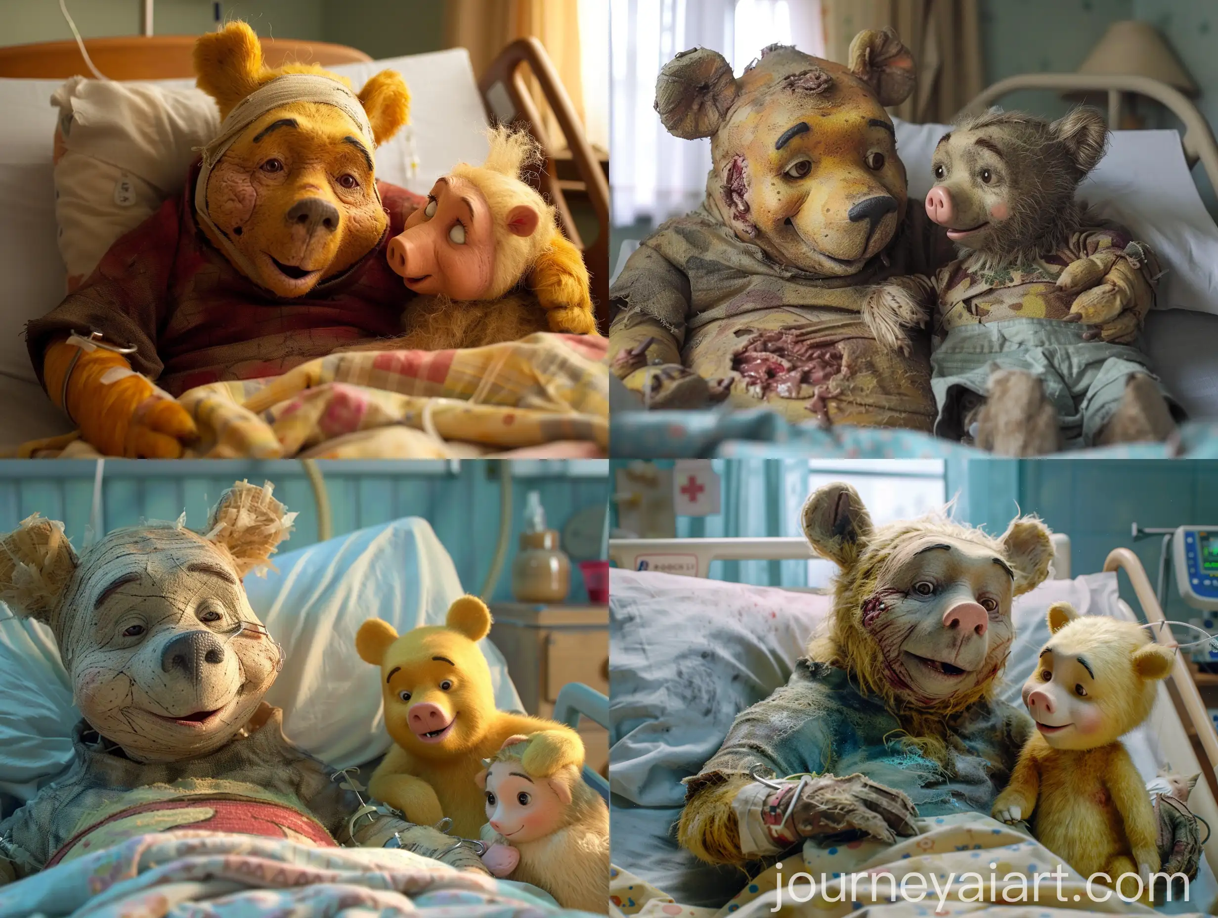 Winnie-the-Pooh-Saying-Goodbye-to-Christopher-Robin-and-Piglet-in-Hospital