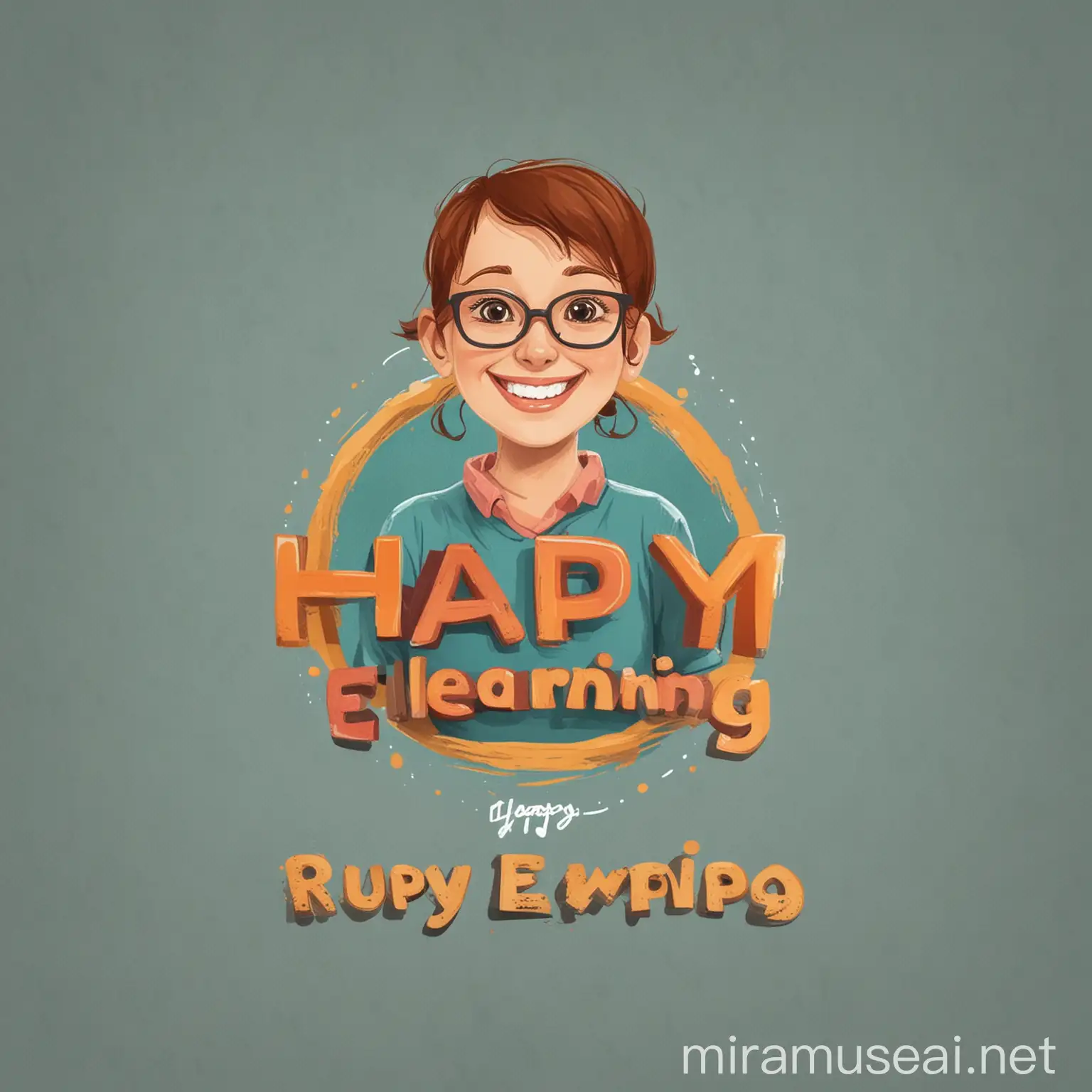 Happy ELearning Logo Design Joyful Characters Embrace Digital Learning