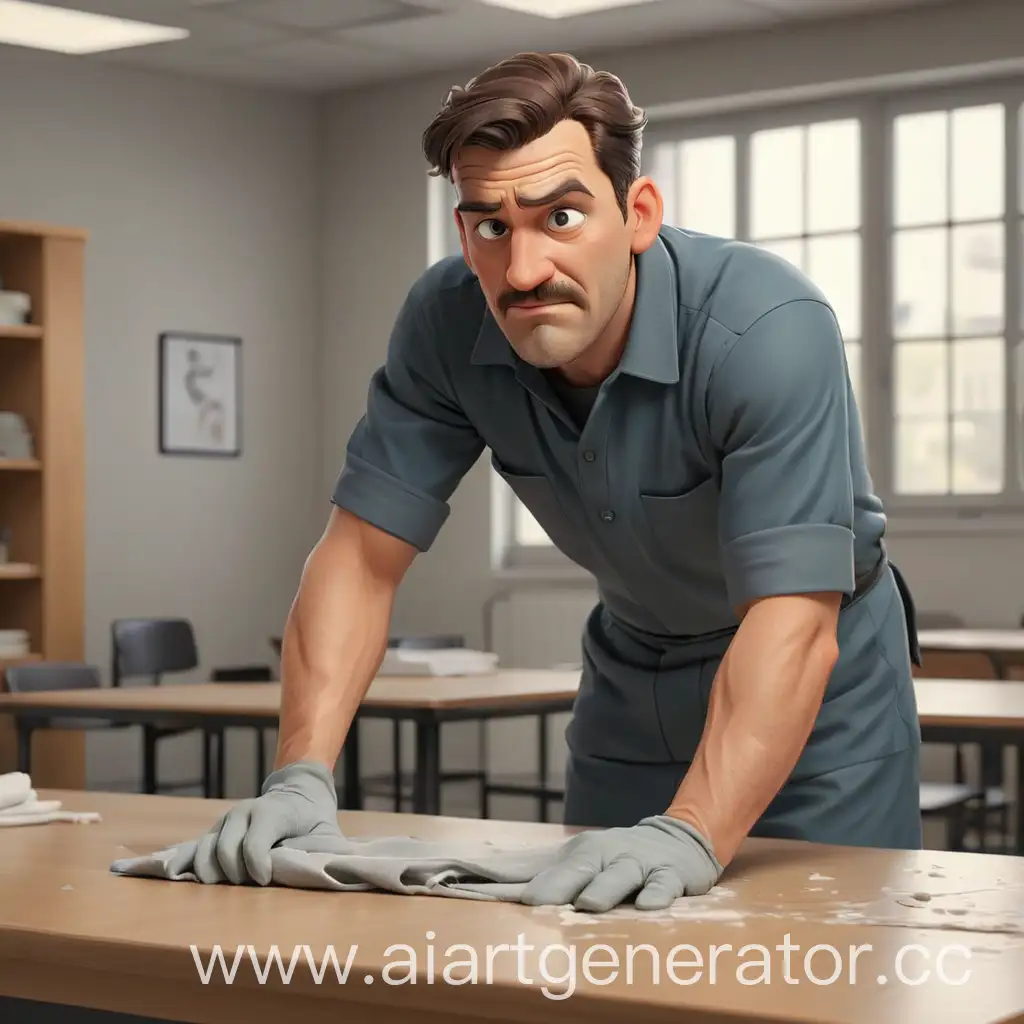 Cheerful-Cartoon-Janitor-Cleaning-Table-with-a-Rag