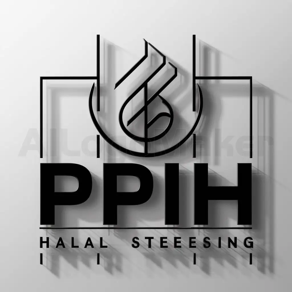 a logo design,with the text "PPIH", main symbol:halal,complex,clear background