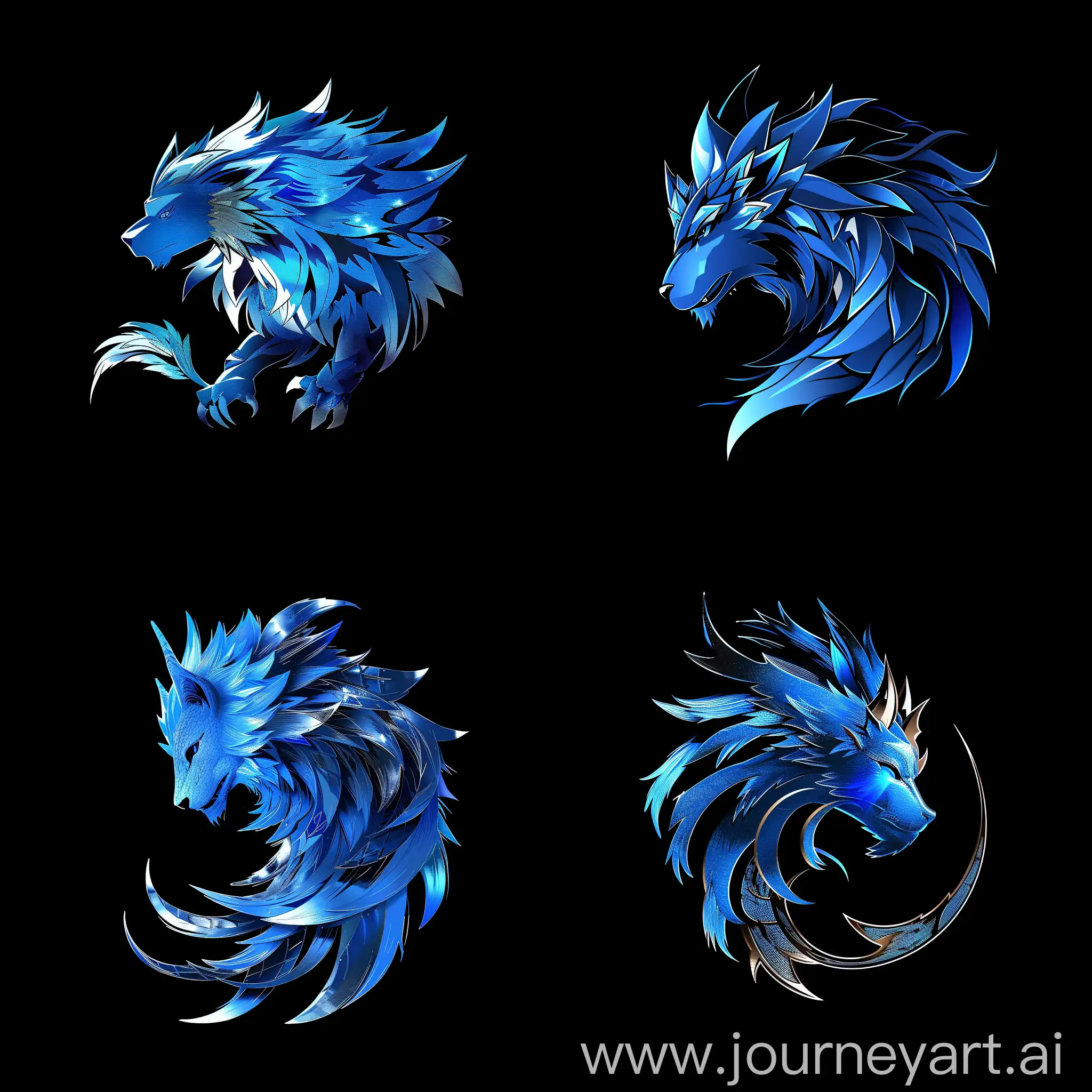 The logo on which the blue Lunastra from the game "Monster hunter: World" is depicted. Background: black. View: from the side