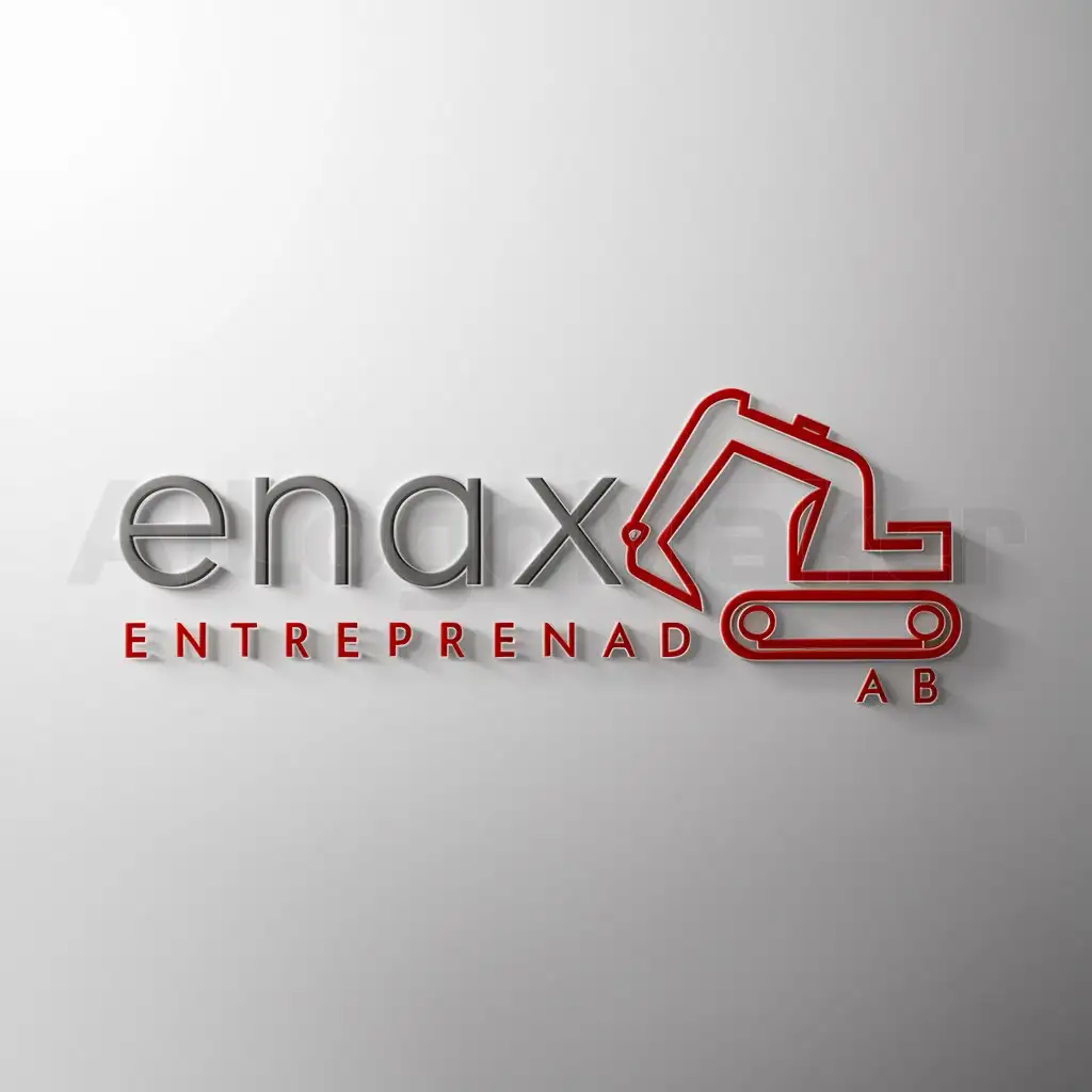 a logo design,with the text "Enax Entreprenad AB", main symbol:excavator,Minimalistic,be used in Construction industry,clear background