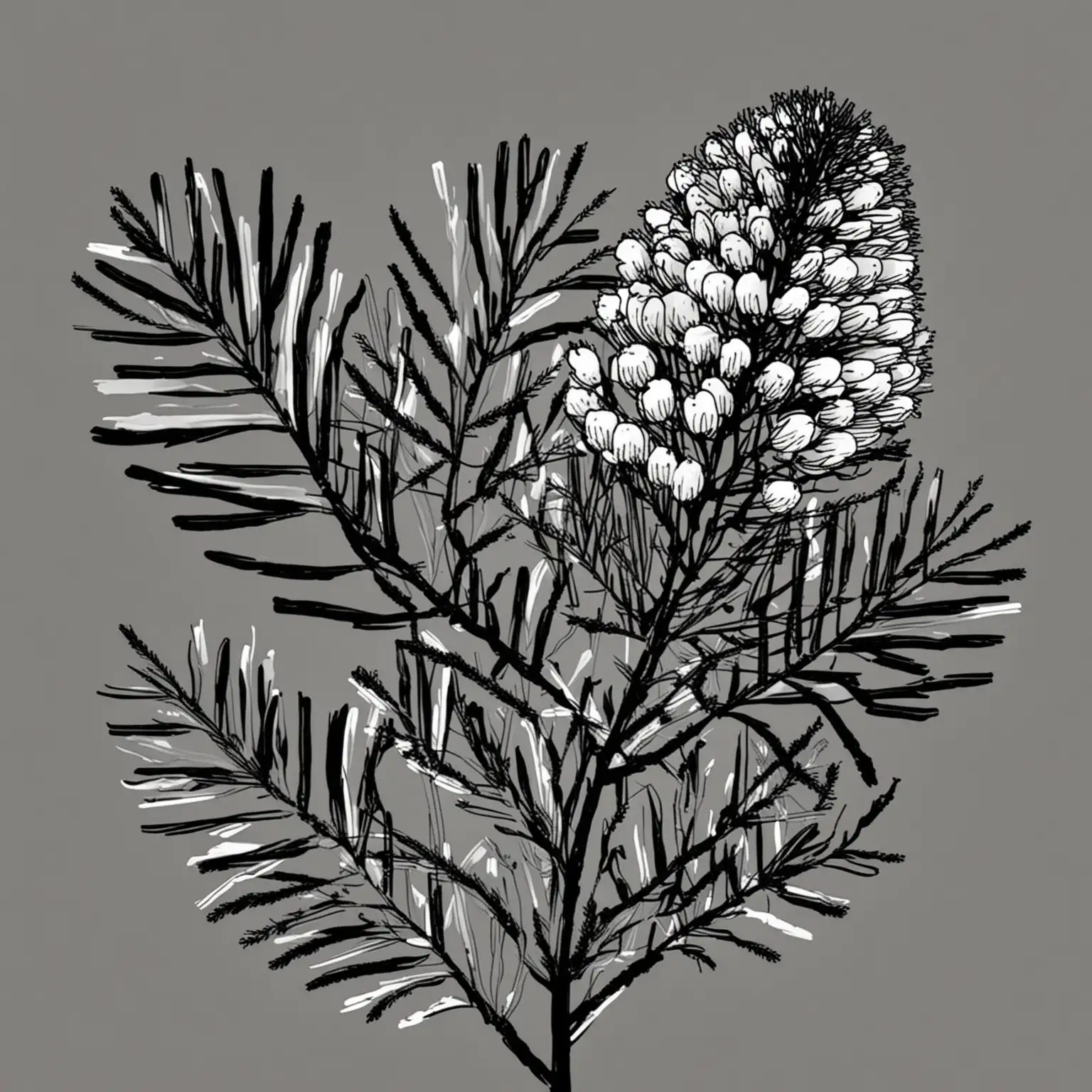 Minimalist Black and White Banksia Illustration