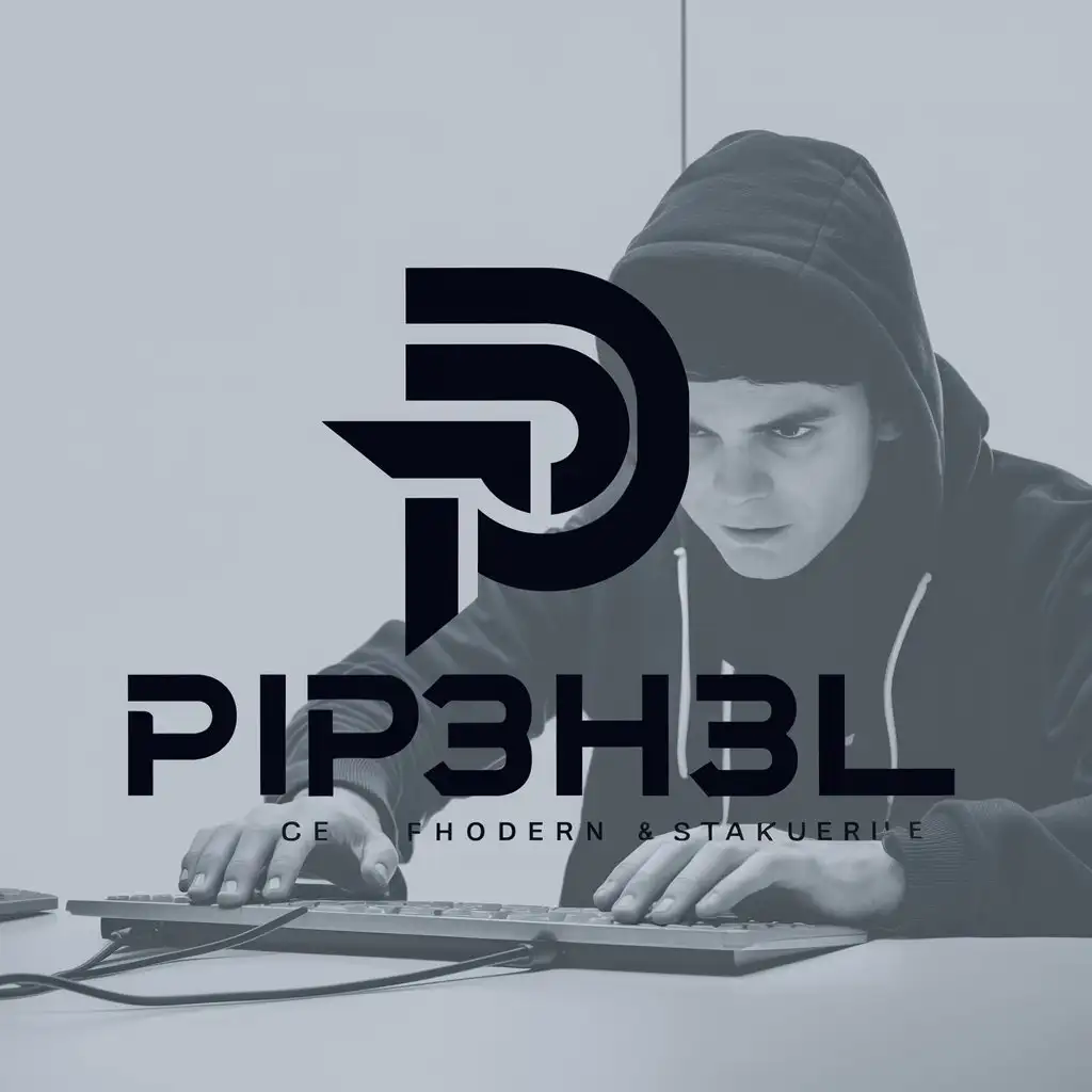 a logo design,with the text "p1p3h3ll", main symbol:logo with the text p1p3sh3ll and hack environment with a hacker silhouette,Moderate,clear background