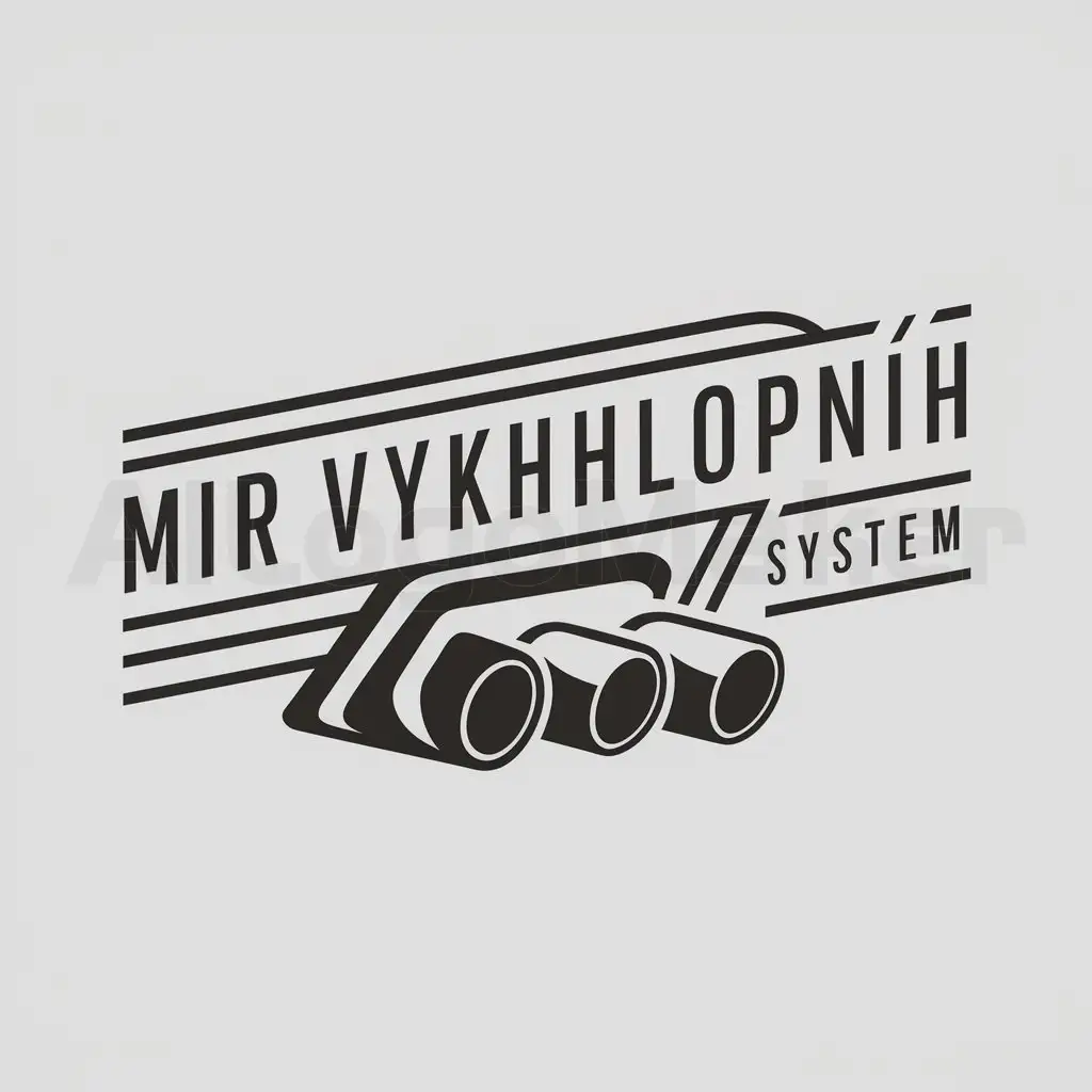 LOGO-Design-for-Mir-VykhloPNh-SysteM-Automotive-Industry-Emblem-with-Automobile-Exhaust-System-Symbol