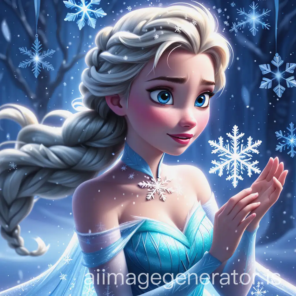 disney princess, elsa, snowflakes, ethereal