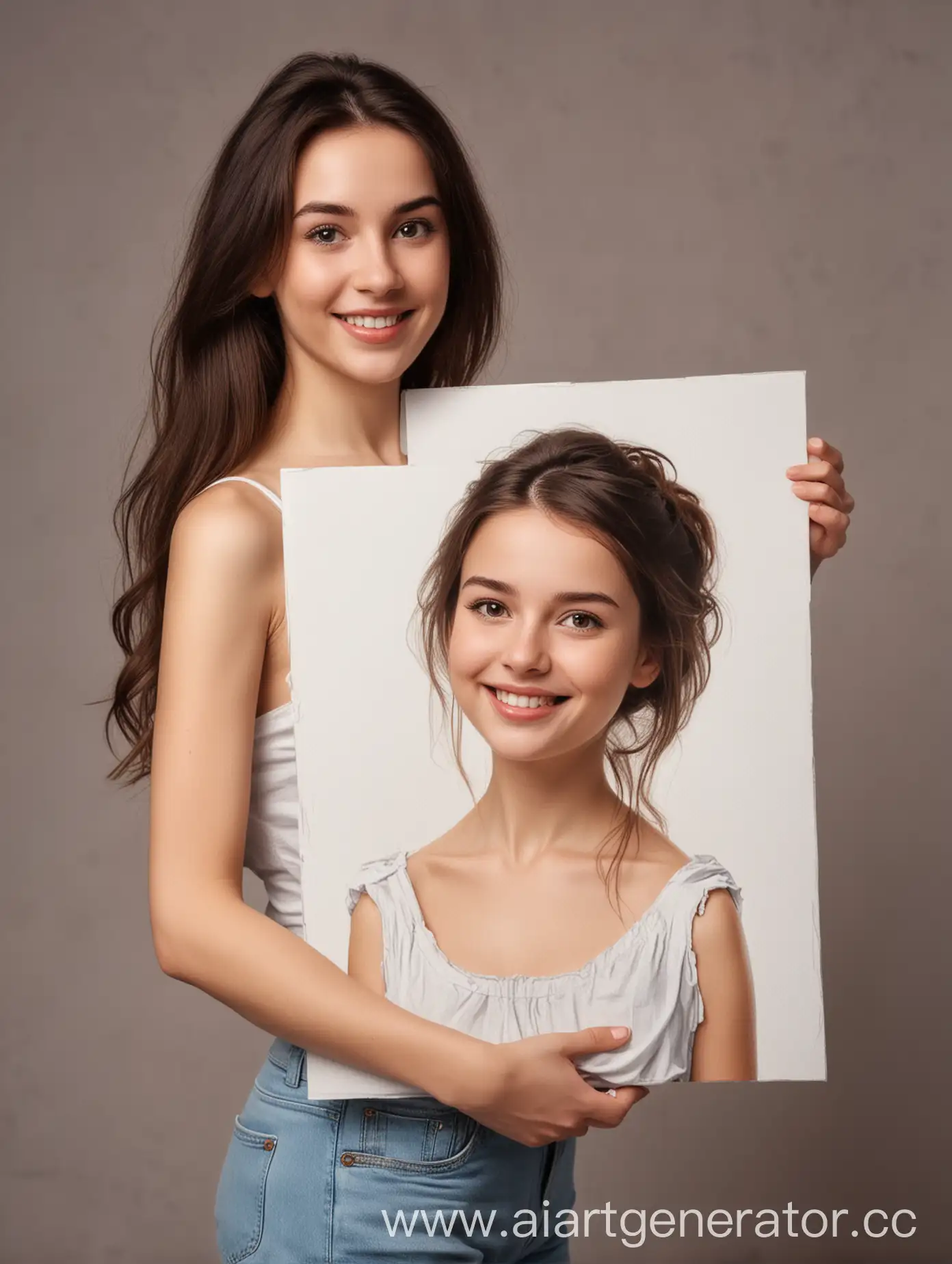Brunette-Woman-Holding-50x70-cm-Canvas-Portrait