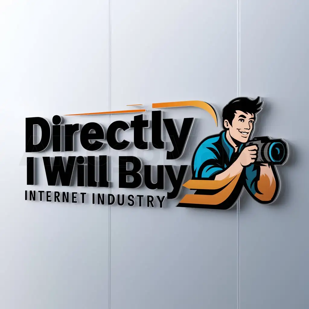 a logo design,with the text "directly I will buy", main symbol:young man carries camera in colors,Moderate,be used in Internet industry,clear background