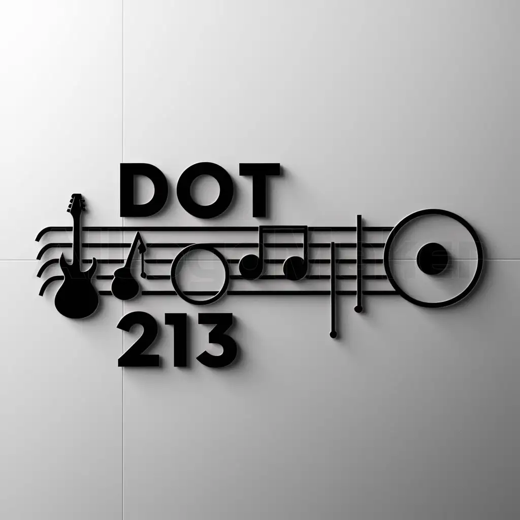 a logo design,with the text "Dot 213", main symbol:music notenBand nPercussion,Moderate,clear background